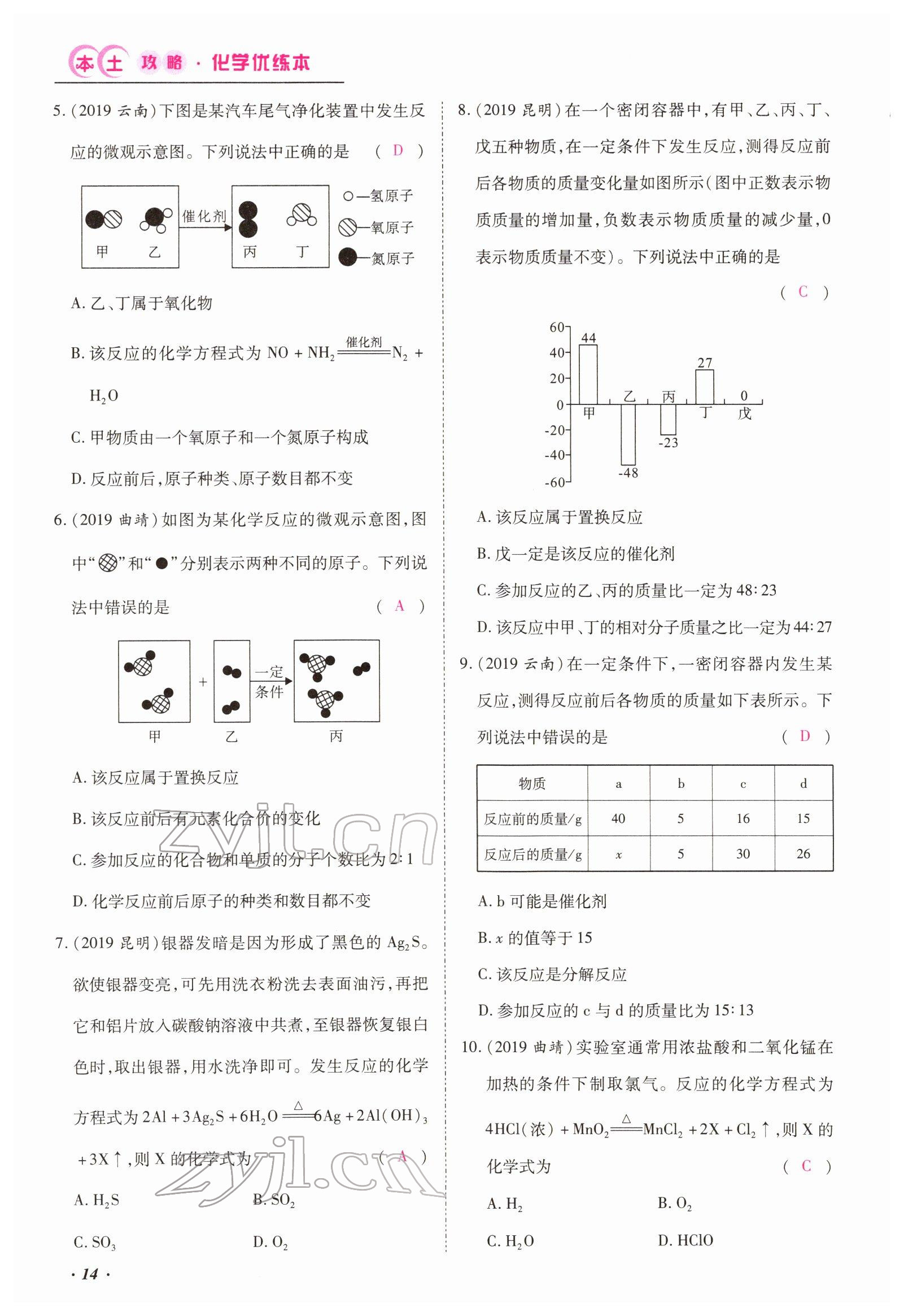 2022年本土攻略精準(zhǔn)復(fù)習(xí)方案化學(xué)云南專版 第14頁(yè)