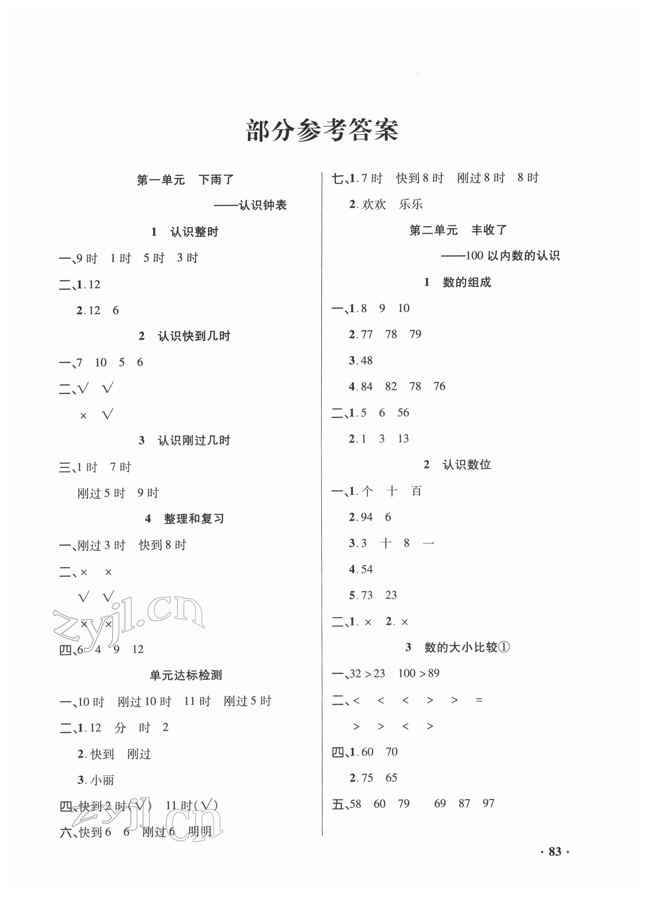 2022年練習(xí)冊山東畫報出版社一年級數(shù)學(xué)下冊青島版54制 第1頁