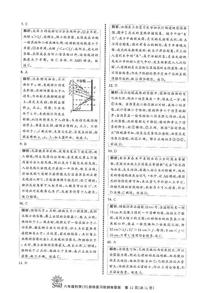 2022年目標(biāo)復(fù)習(xí)檢測(cè)卷八年級(jí)科學(xué)下冊(cè)華師大版 參考答案第13頁(yè)