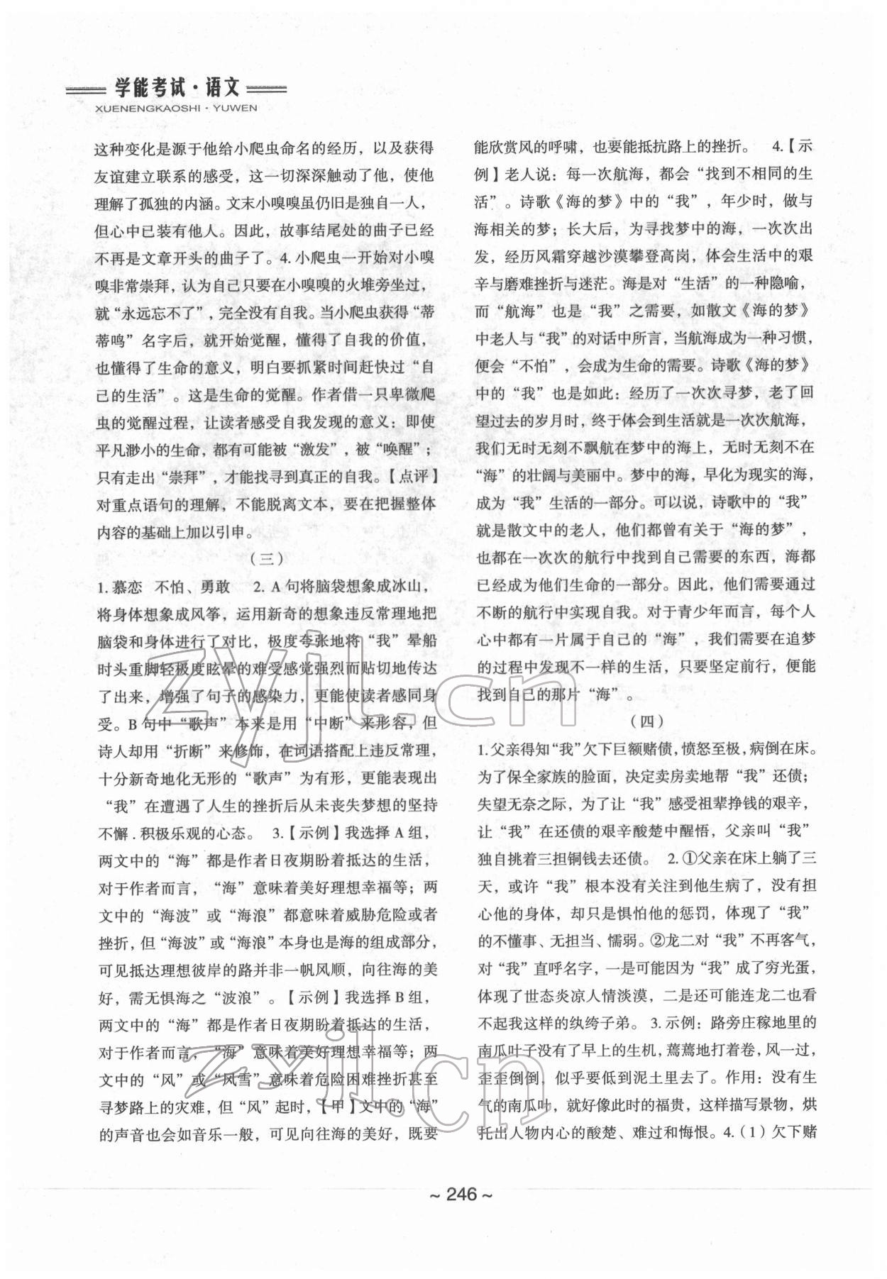 2022年初中總復習教學指導語文&nbsp;參考答案第8頁