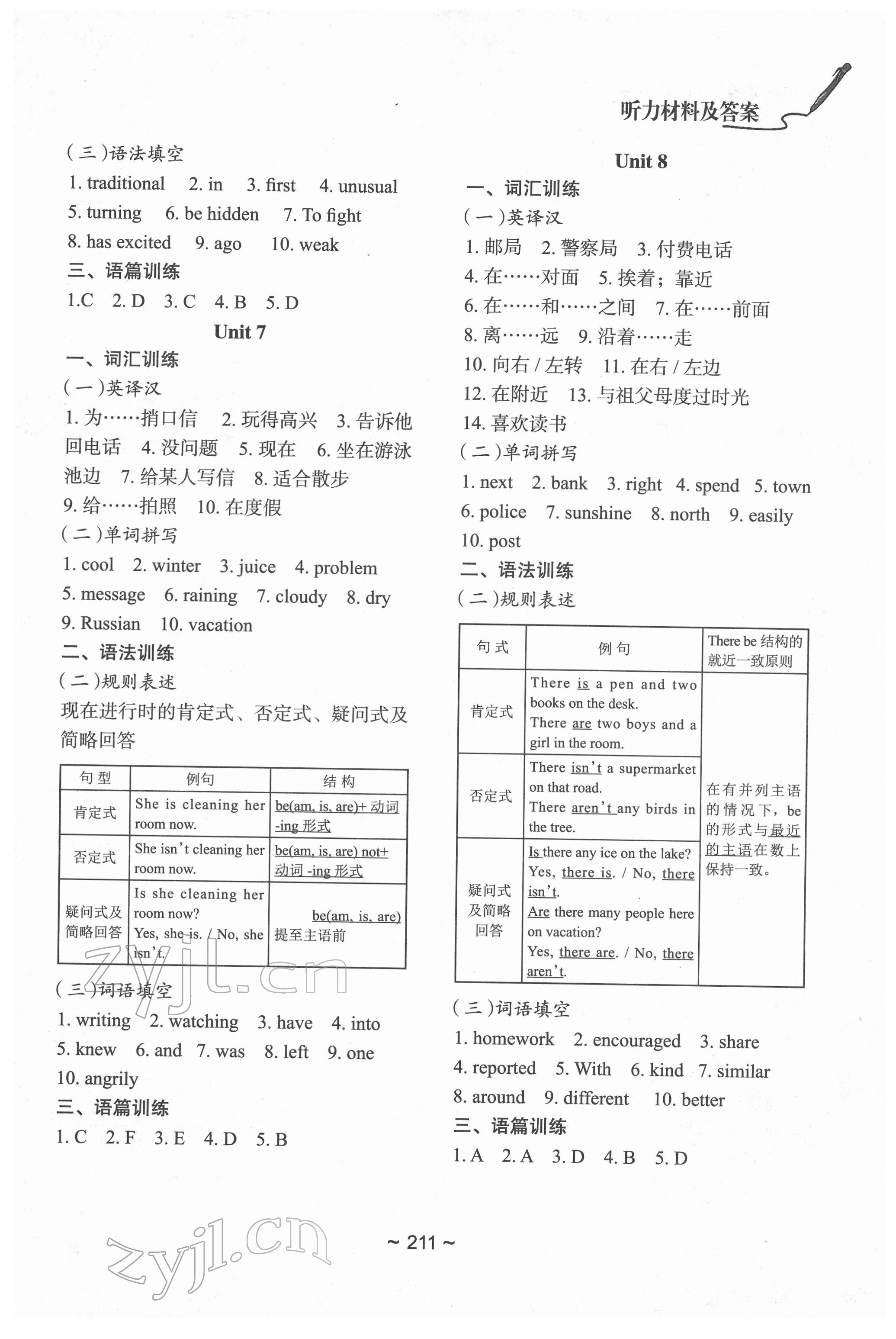 2022年初中總復(fù)習(xí)教學(xué)指導(dǎo)英語 參考答案第7頁