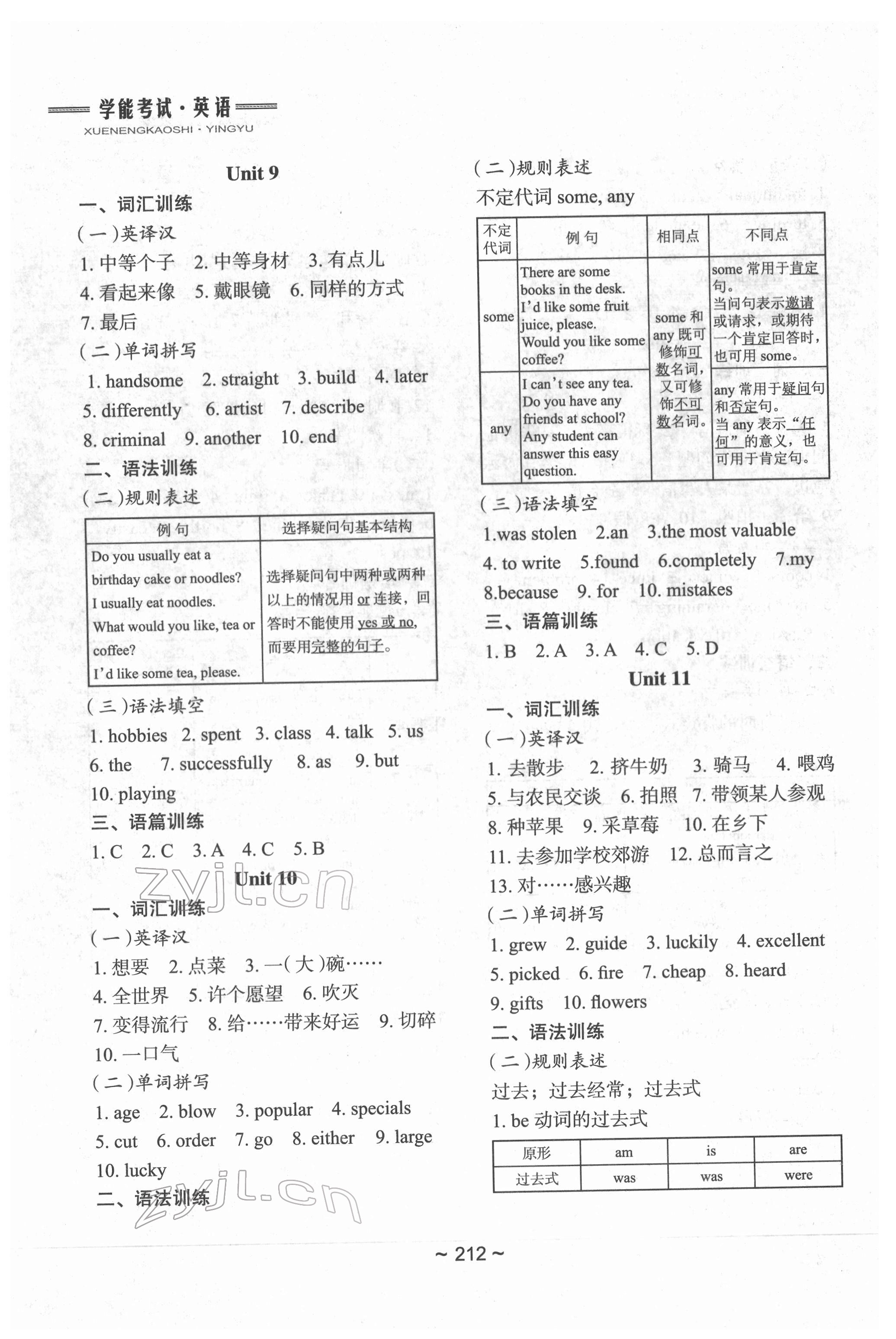 2022年初中總復(fù)習教學指導(dǎo)英語 參考答案第8頁