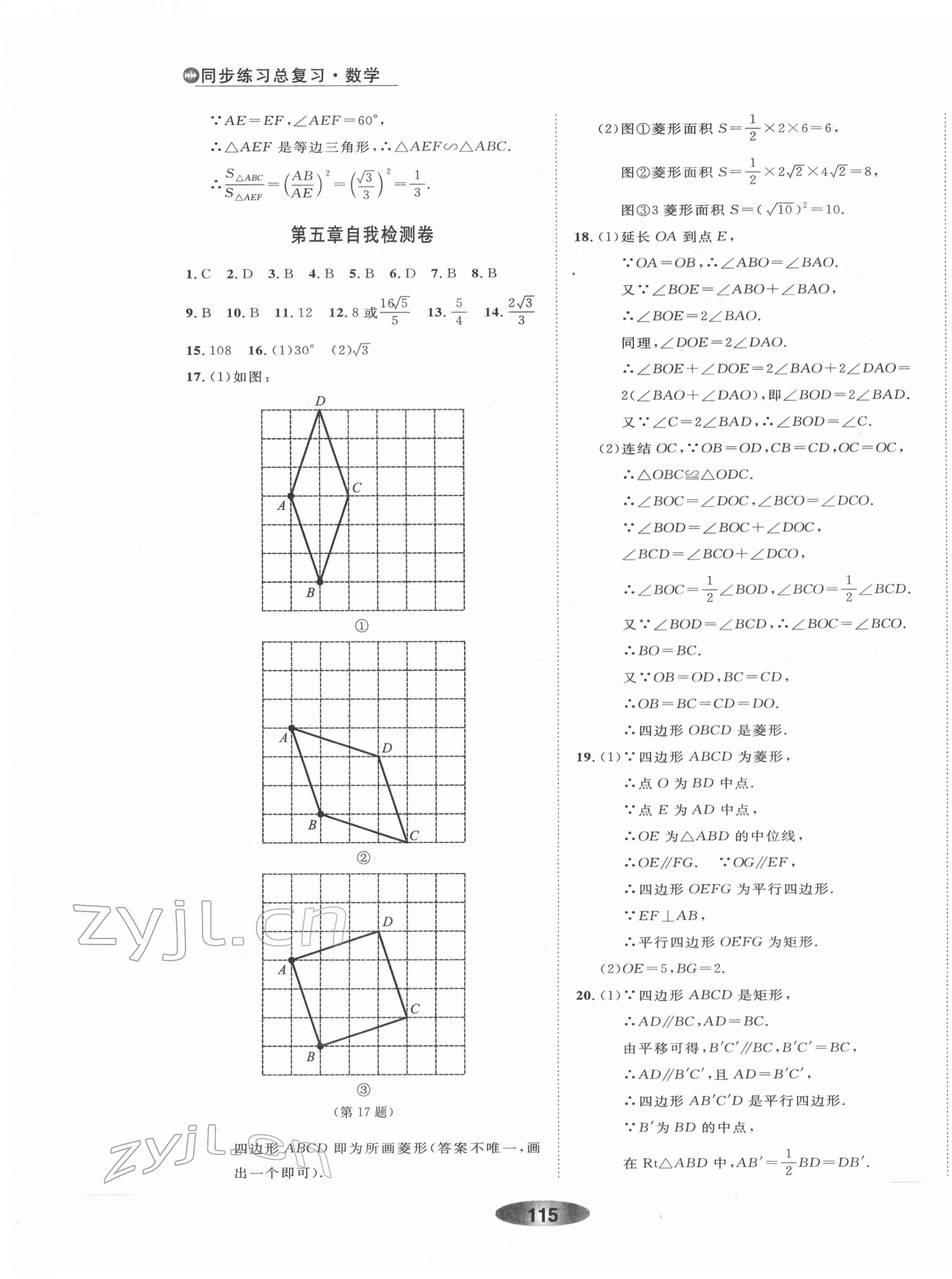 2022年同步练习总复习数学浙教版&nbsp;参考答案第7页