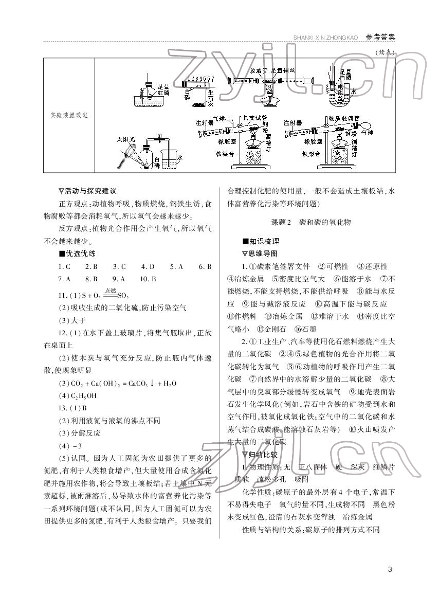 2022年山西新中考化學 參考答案第3頁