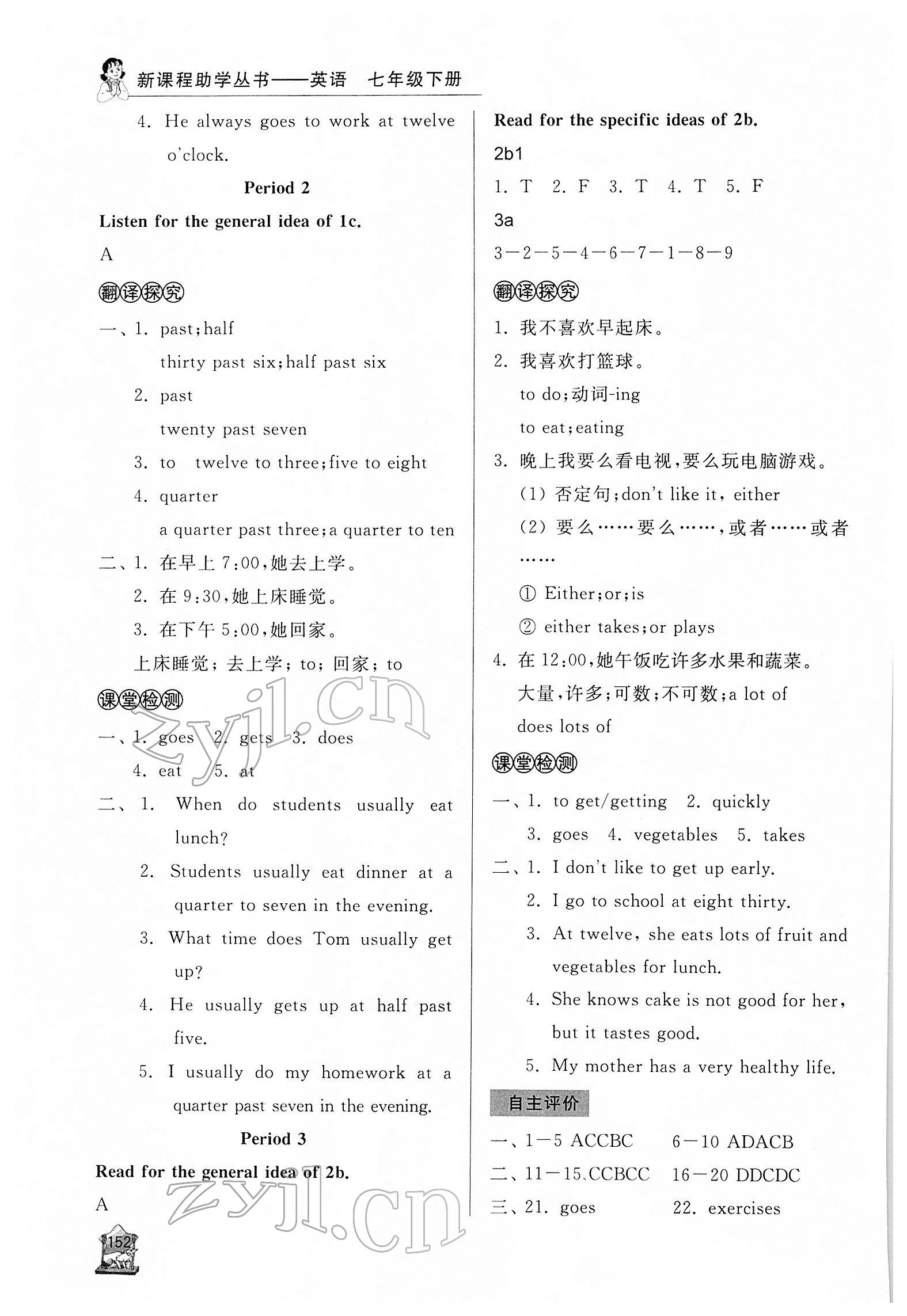 2022年新課程助學(xué)叢書(shū)七年級(jí)英語(yǔ)下冊(cè)人教版 參考答案第4頁(yè)