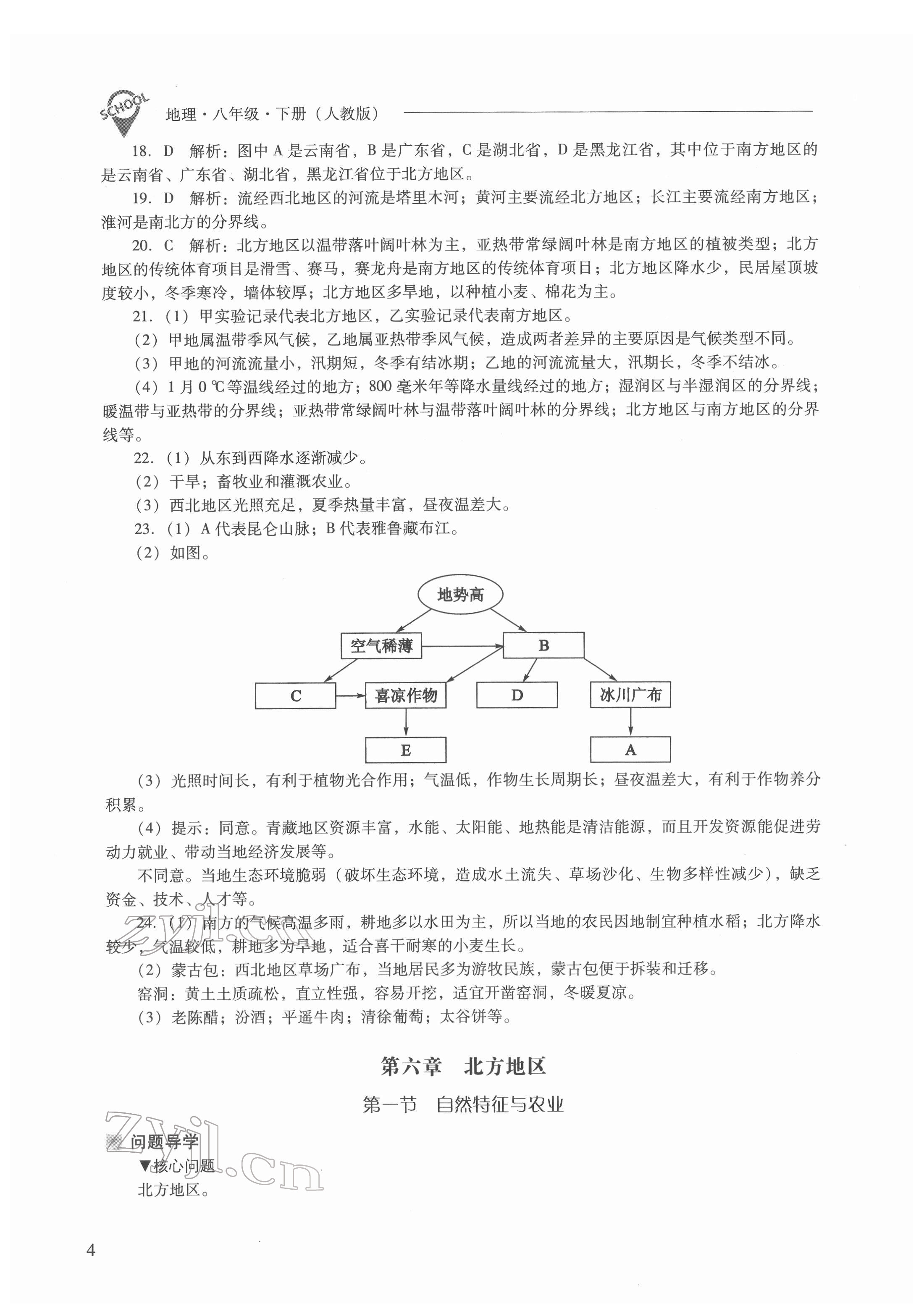 2022年新課程問題解決導(dǎo)學(xué)方案八年級(jí)地理下冊人教版 參考答案第4頁