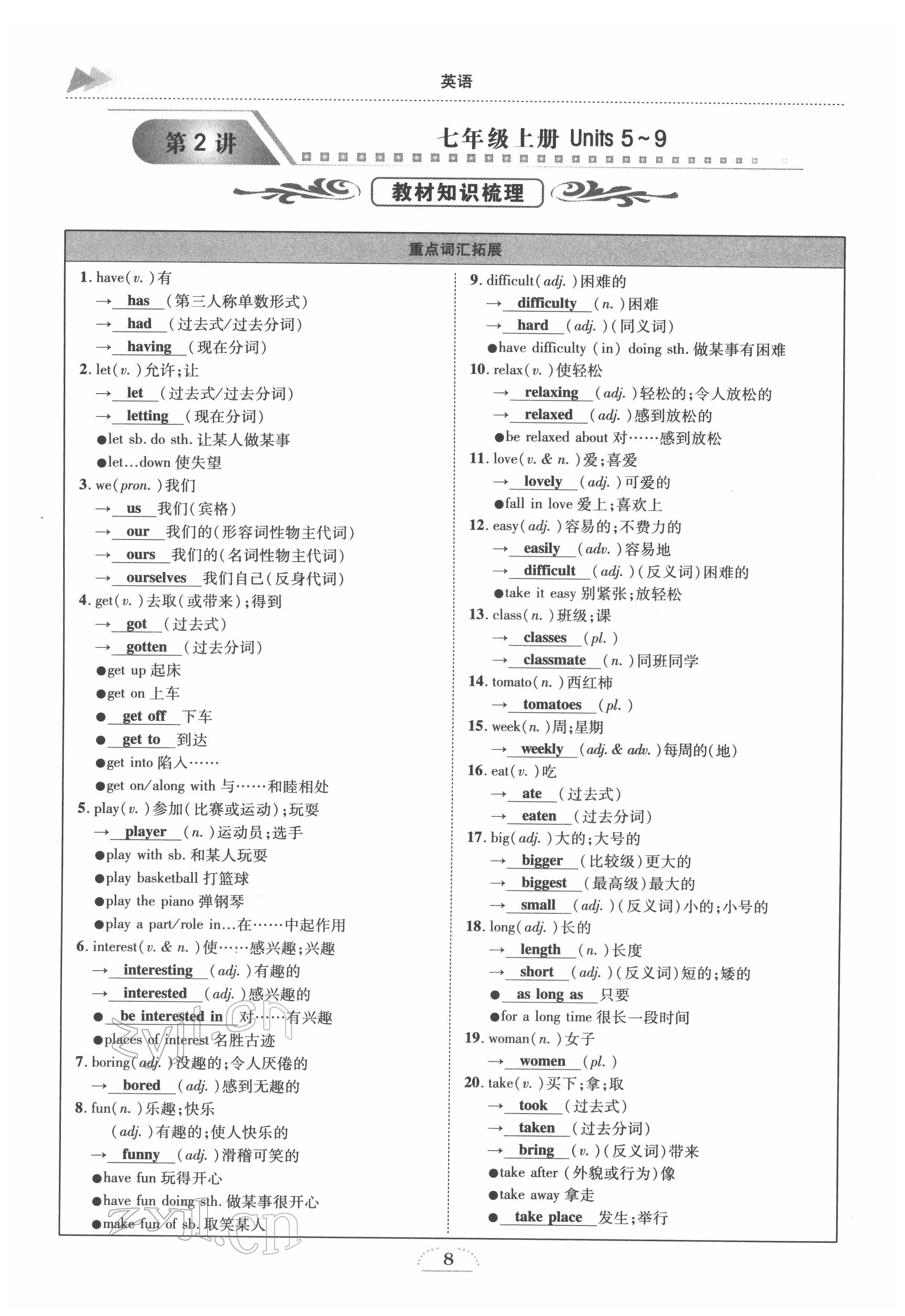 2022年中考全接觸中考試題突破英語四川專版 參考答案第11頁