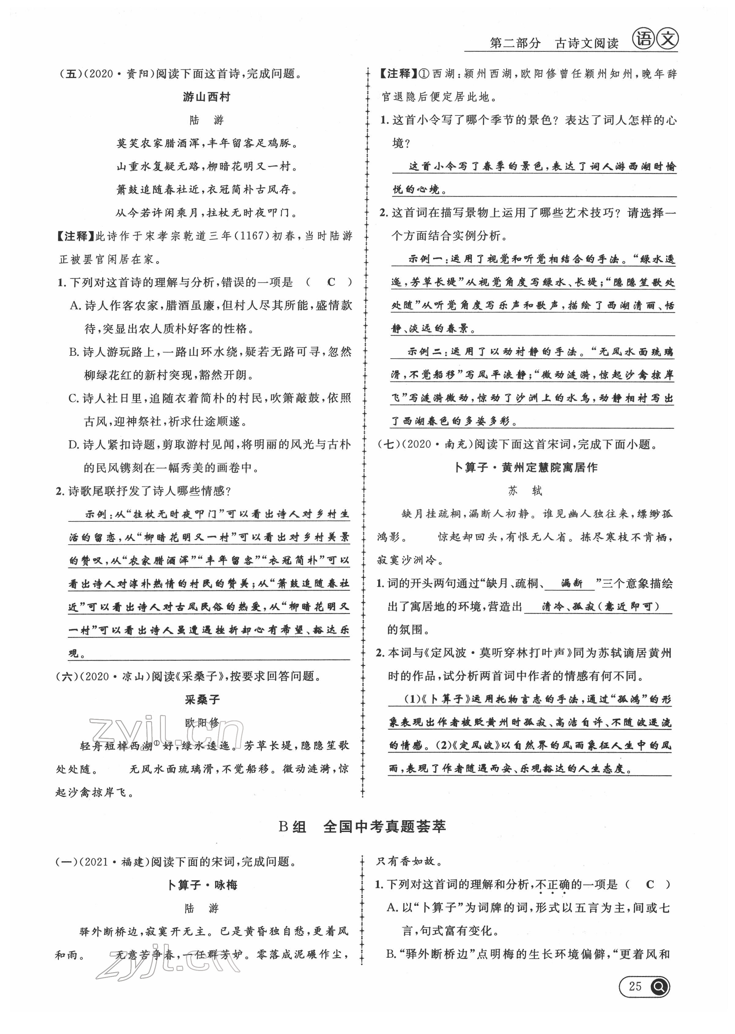 2022年中考全接觸中考試題突破語(yǔ)文四川專(zhuān)版 第25頁(yè)