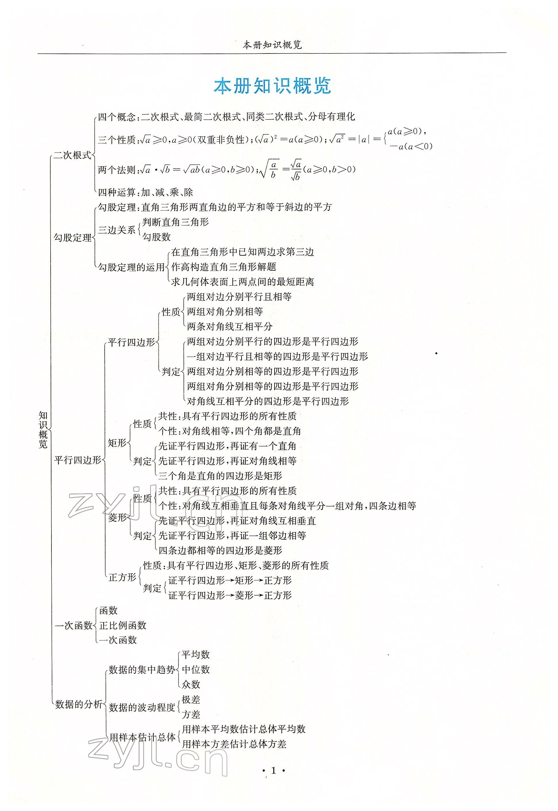 2022年蓉城学霸八年级数学下册人教版 参考答案第1页