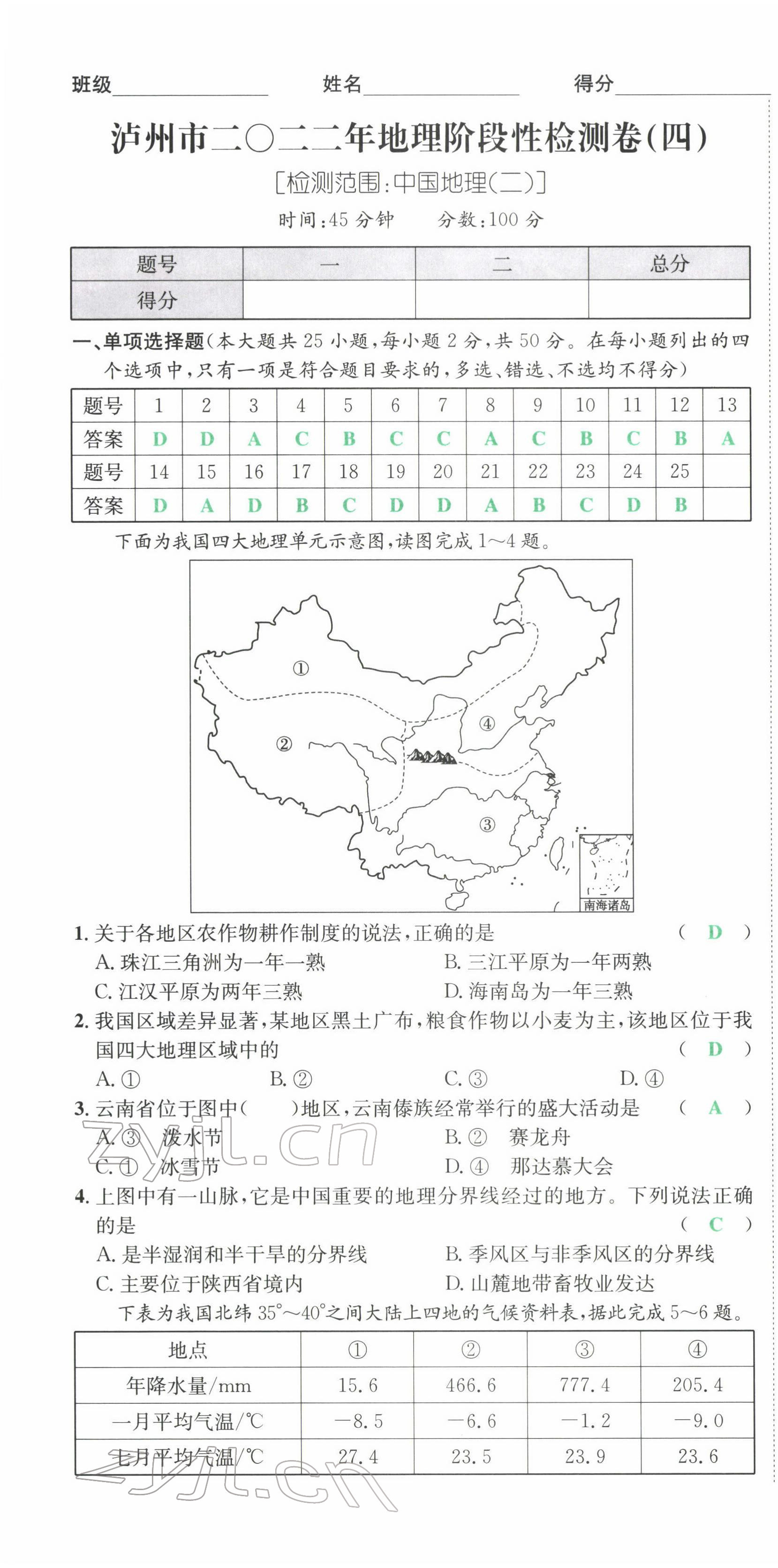 2022年国华考试中考总动员地理泸州专版 第17页