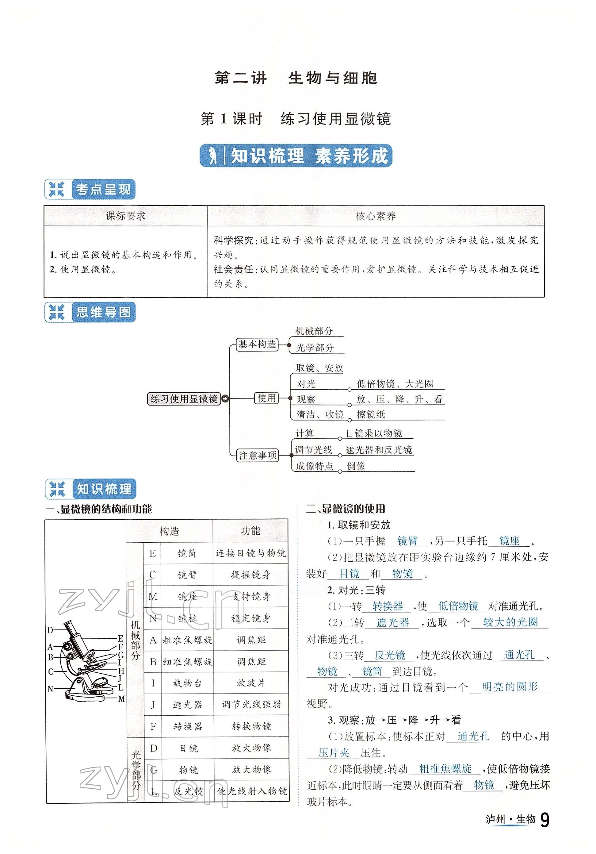 2022年国华考试中考总动员生物泸州专版 参考答案第9页