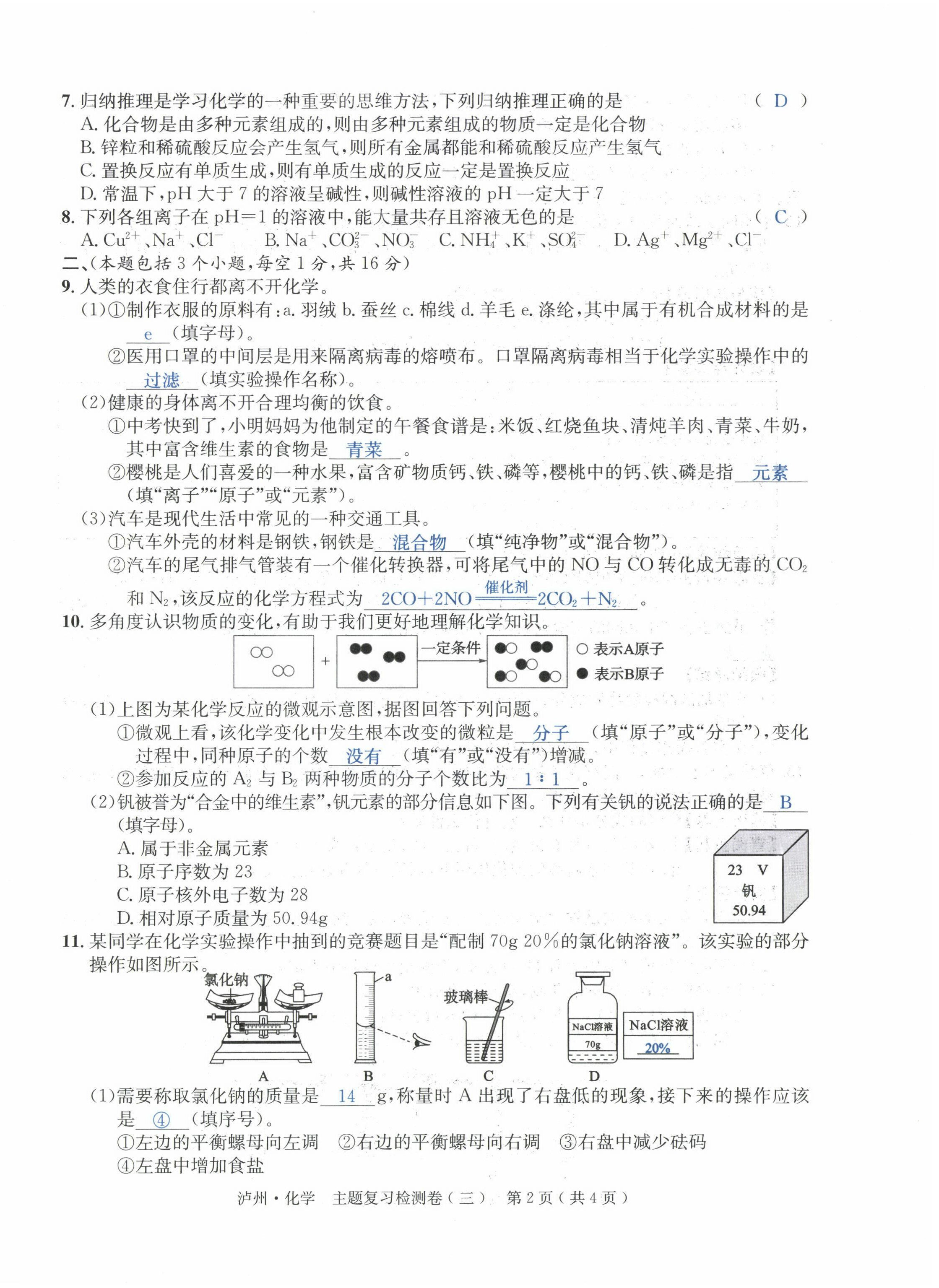 2022年国华考试中考总动员化学泸州专版 第10页