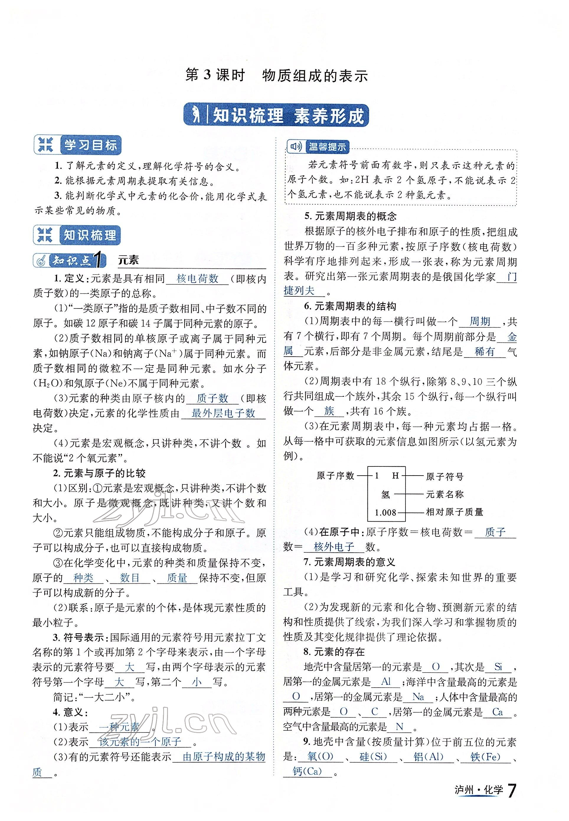 2022年國華考試中考總動員化學(xué)瀘州專版 參考答案第7頁