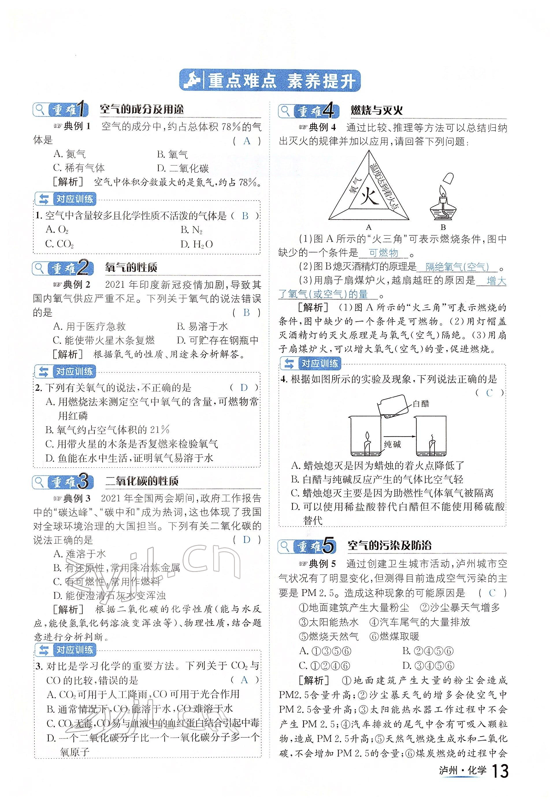 2022年国华考试中考总动员化学泸州专版 参考答案第13页