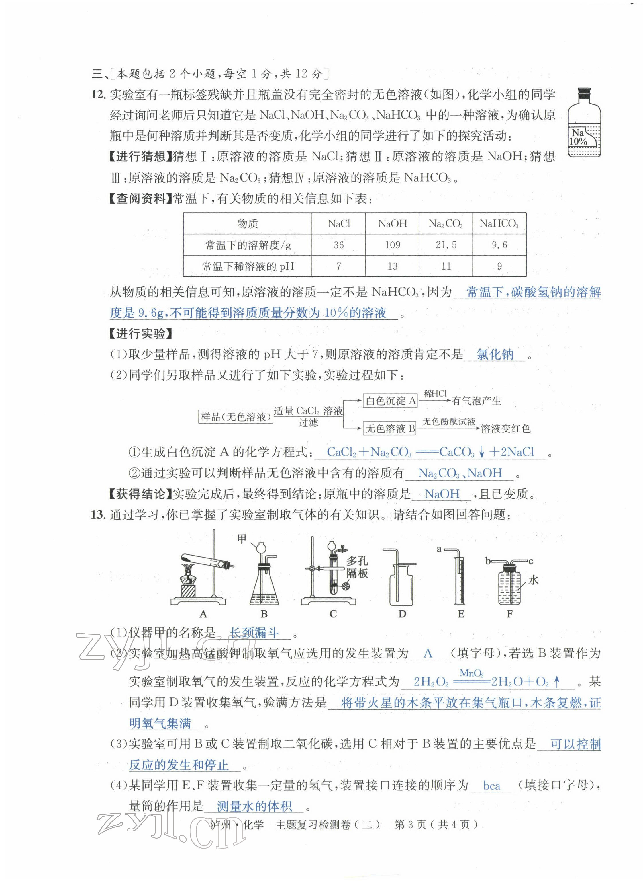 2022年国华考试中考总动员化学泸州专版 第7页