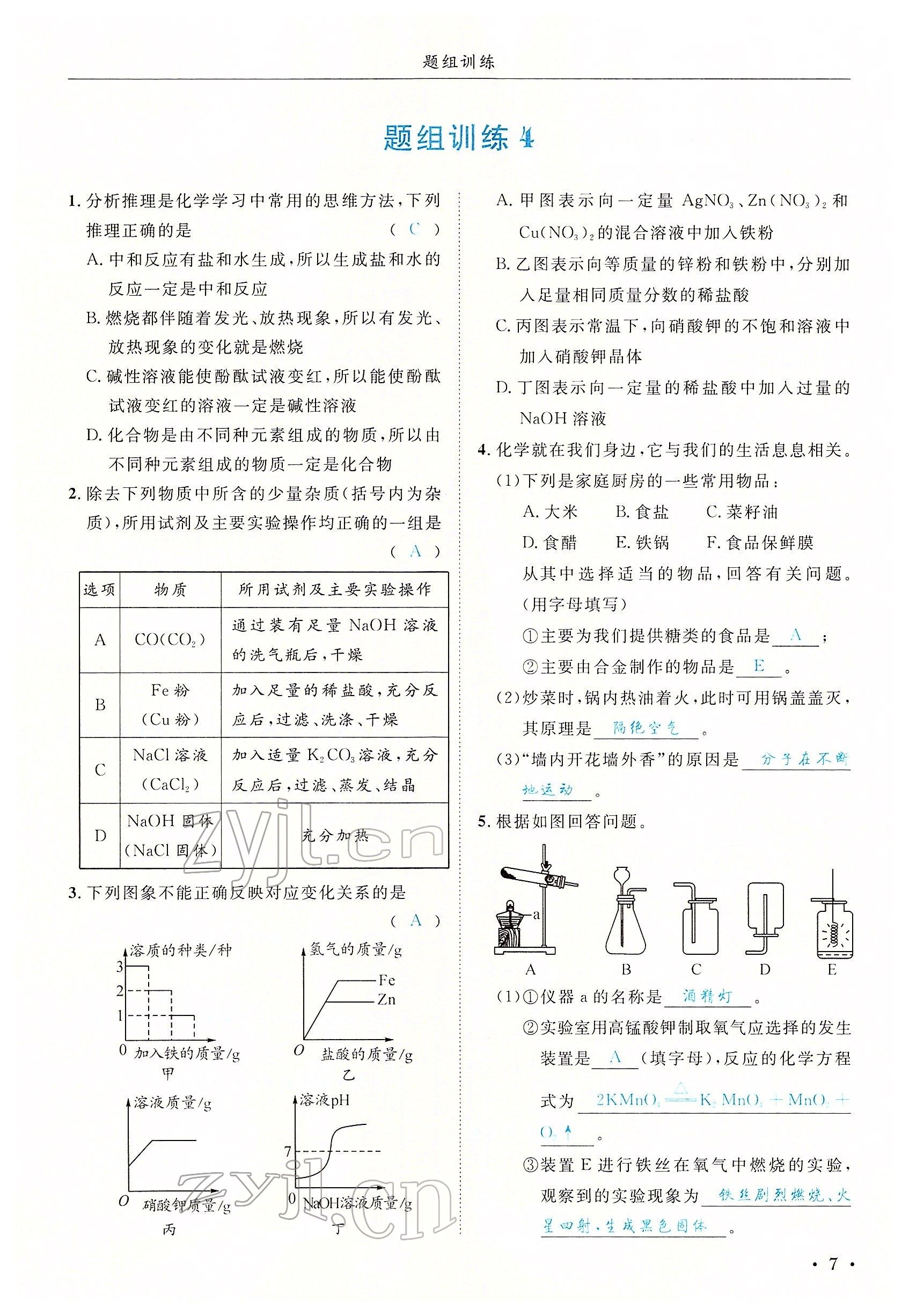 2022年决胜中考化学南充专版 参考答案第23页