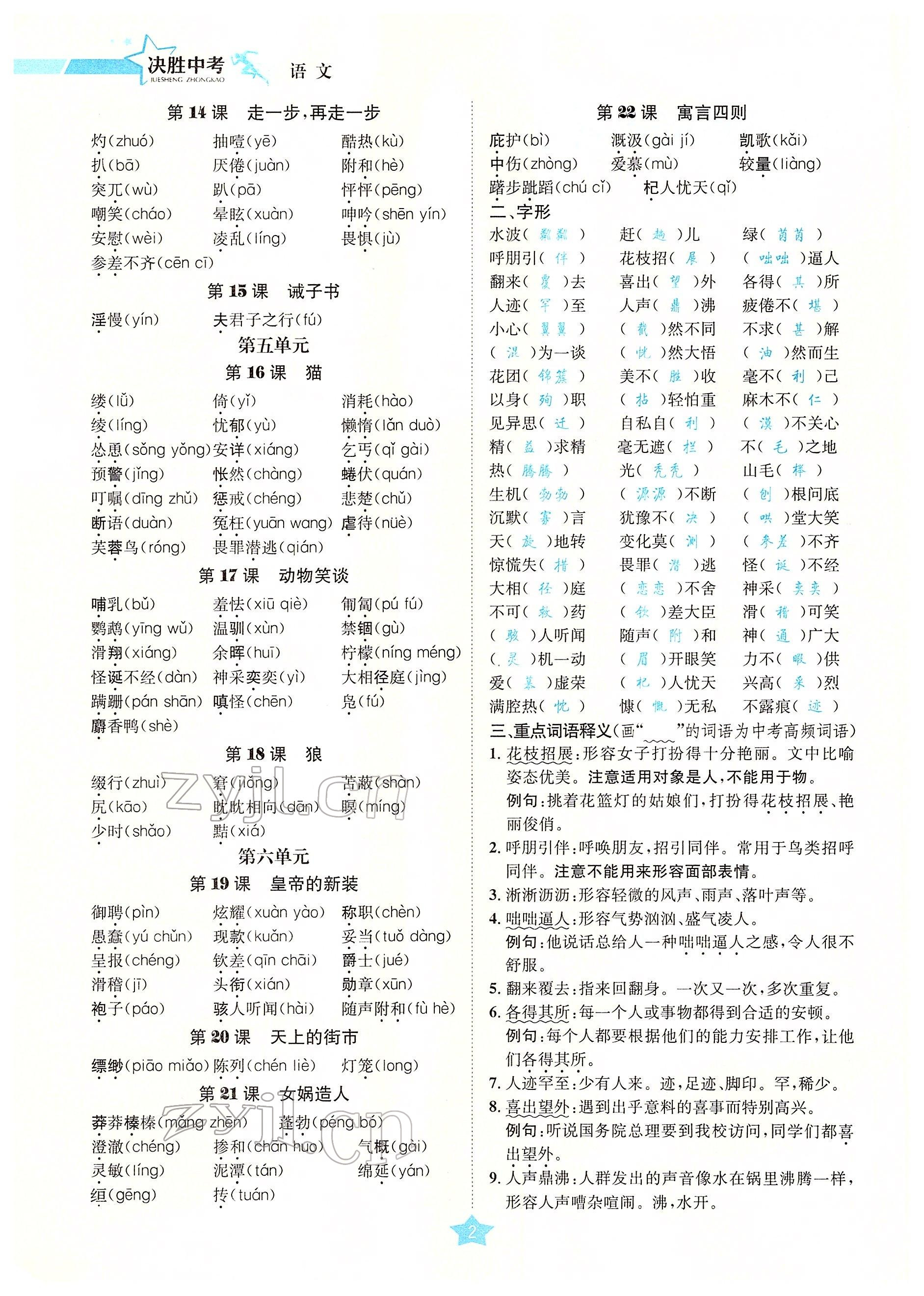 2022年決勝中考語(yǔ)文南充專版 參考答案第10頁(yè)