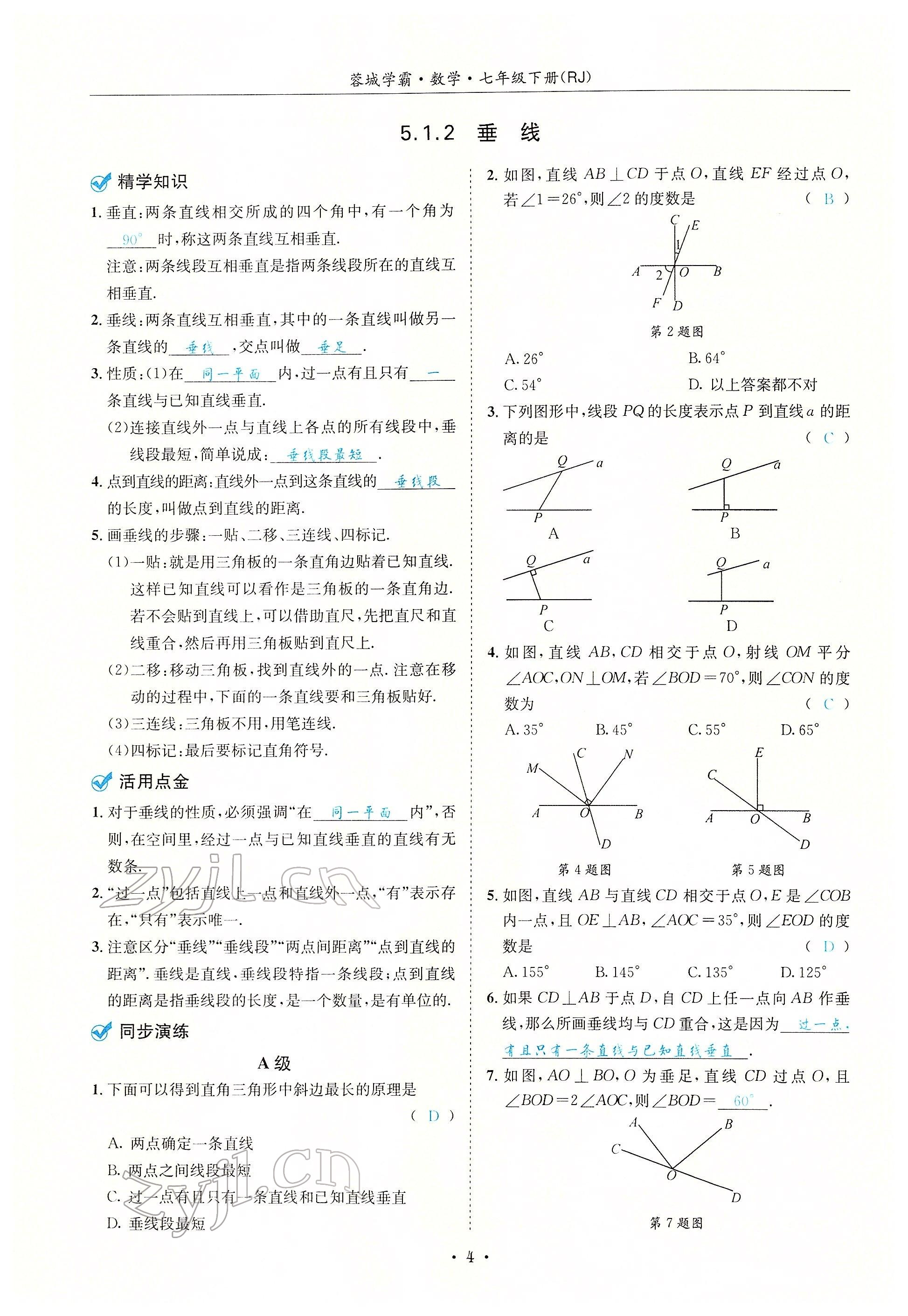 2022年蓉城學(xué)霸七年級數(shù)學(xué)下冊人教版 參考答案第15頁