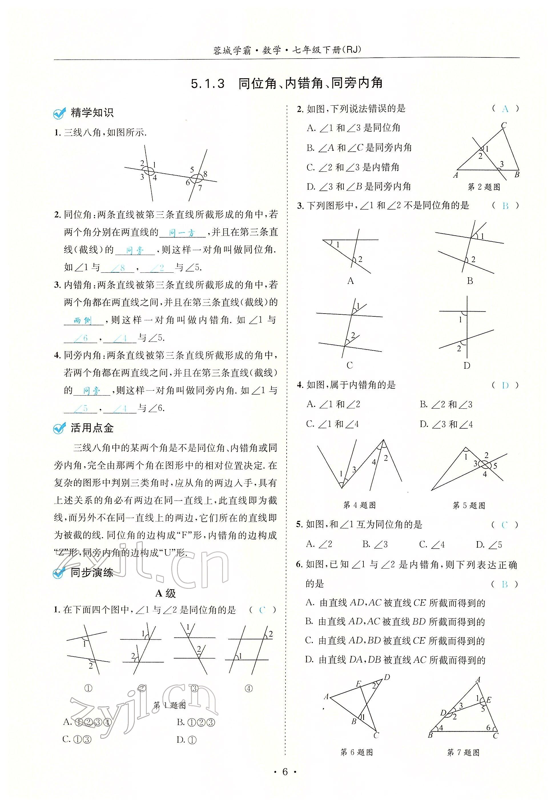 2022年蓉城學(xué)霸七年級(jí)數(shù)學(xué)下冊(cè)人教版 參考答案第19頁(yè)