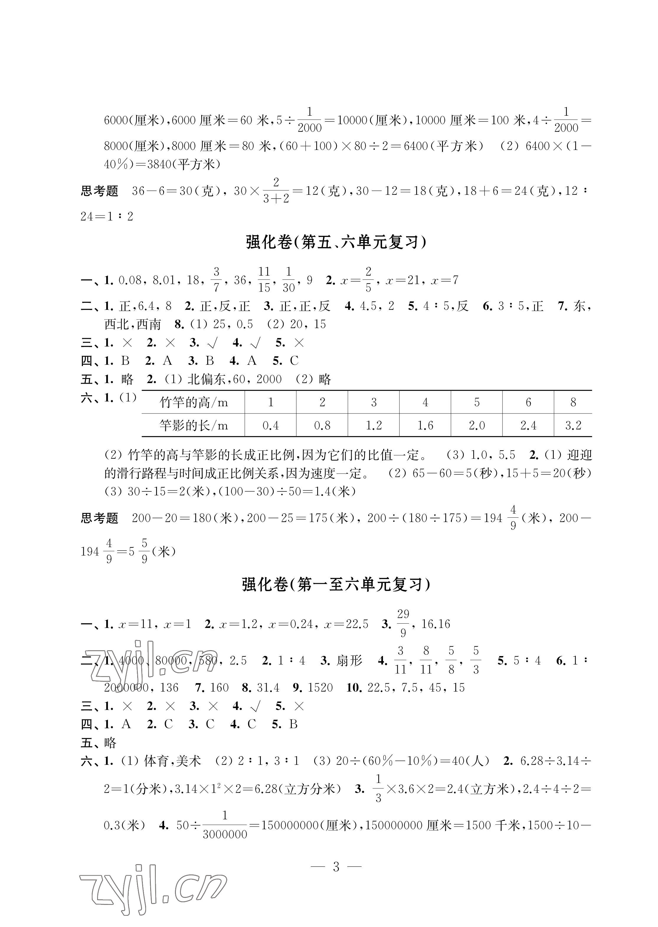 2022年强化拓展卷六年级数学下册提升版 第3页