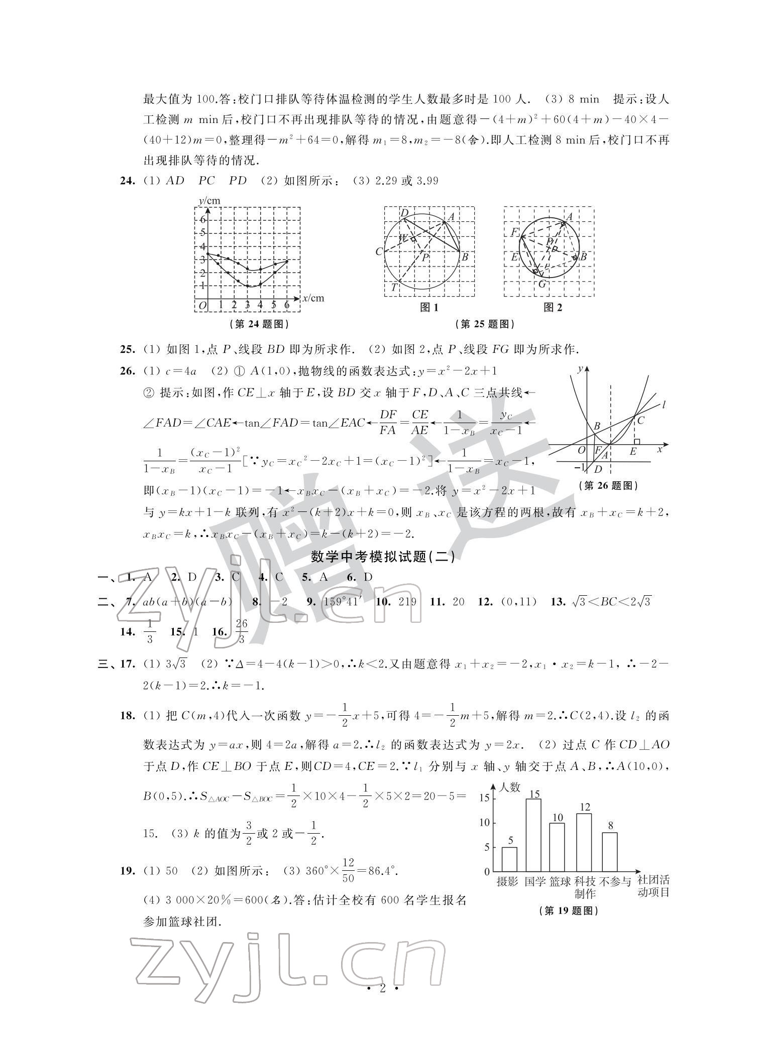 2022年取勝通關(guān)中考模擬卷能力提升數(shù)學(xué) 參考答案第2頁