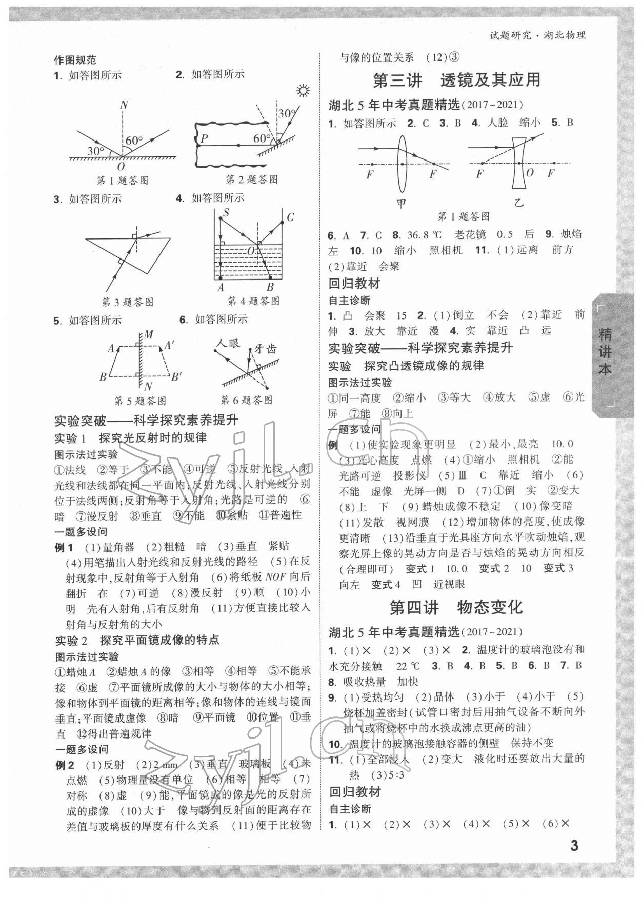 2022年萬唯中考試題研究物理中考人教版湖北專版 參考答案第2頁