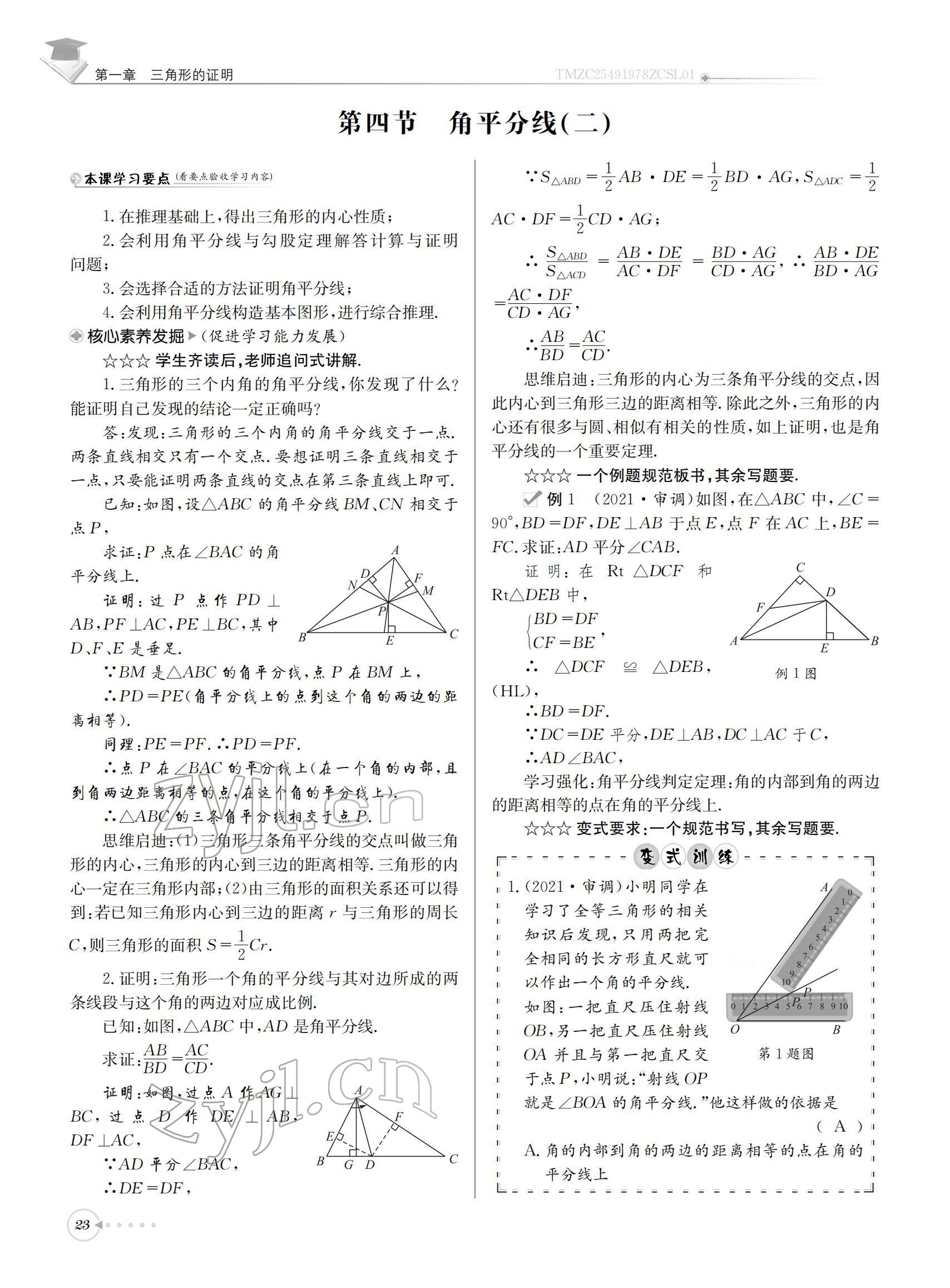 2022年初中數(shù)學每日核心導學八年級下冊北師大版 參考答案第23頁