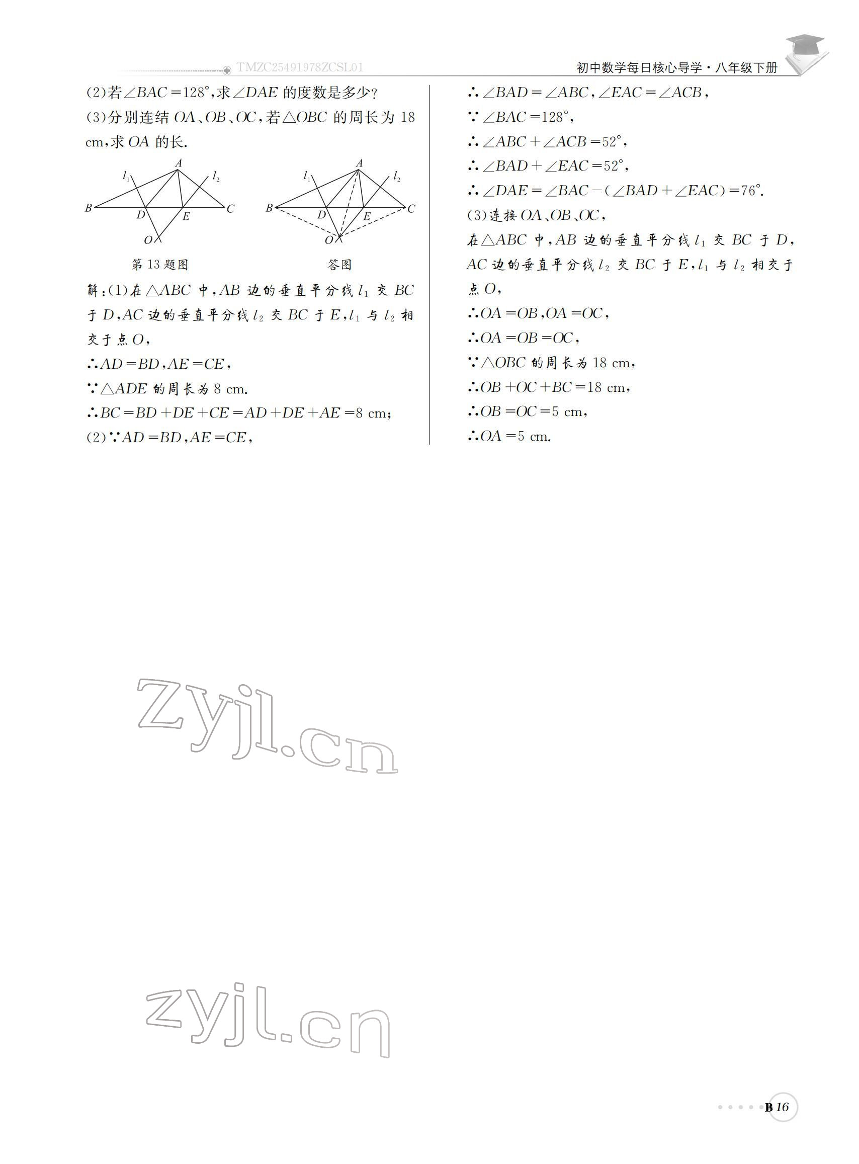 2022年初中數(shù)學(xué)每日核心導(dǎo)學(xué)八年級下冊北師大版 參考答案第16頁