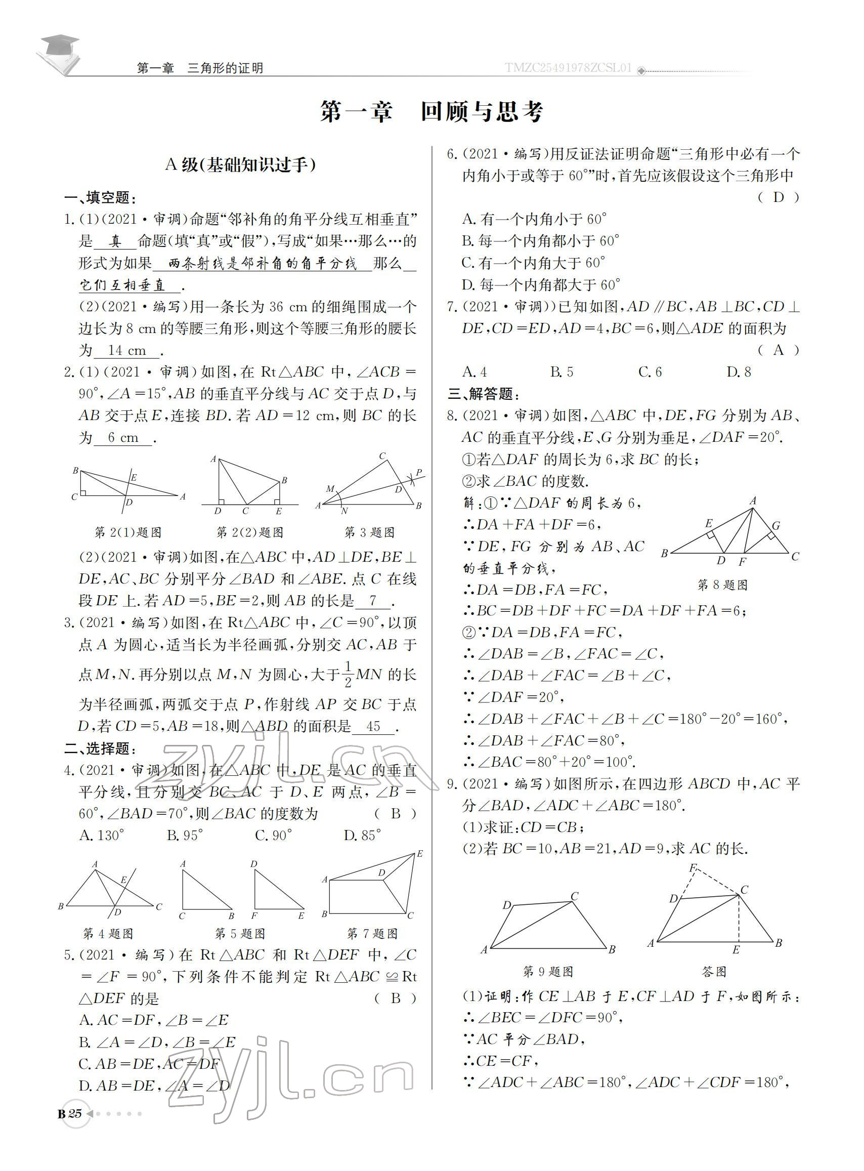 2022年初中數(shù)學(xué)每日核心導(dǎo)學(xué)八年級下冊北師大版 參考答案第25頁