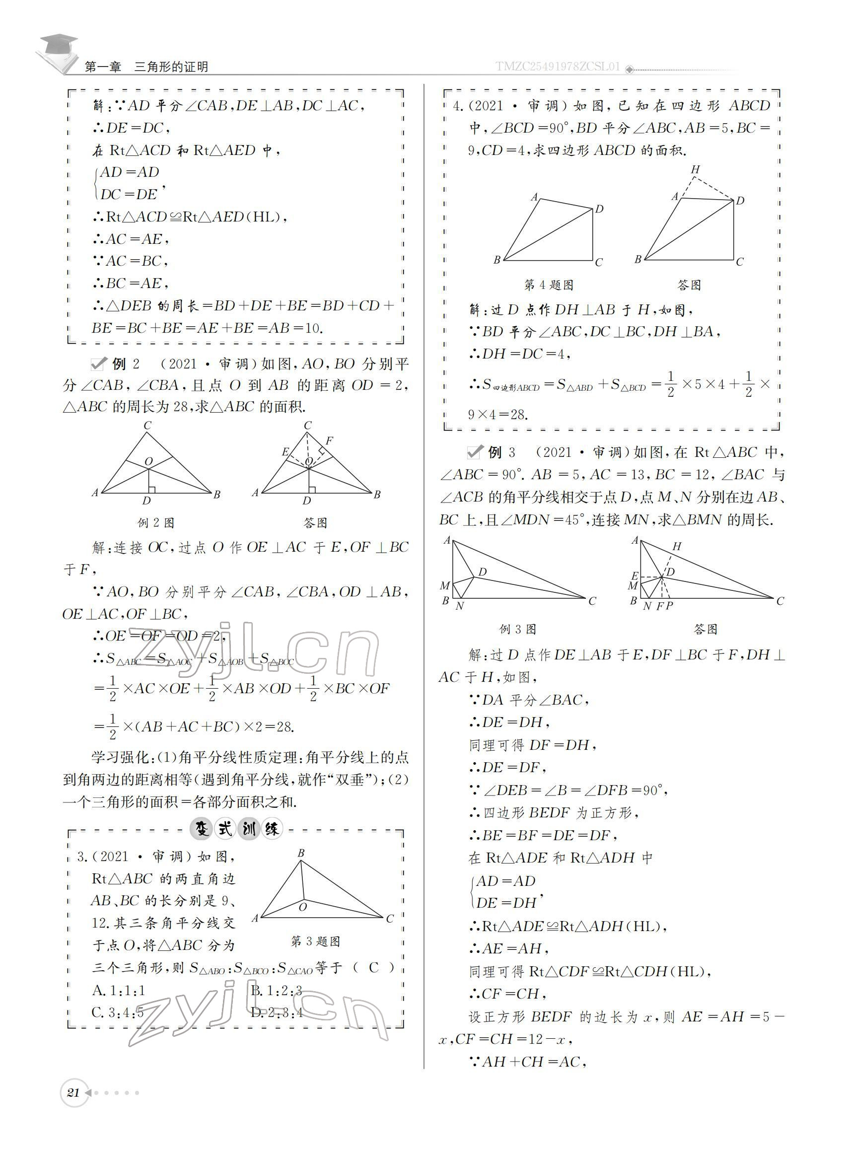 2022年初中數(shù)學(xué)每日核心導(dǎo)學(xué)八年級(jí)下冊(cè)北師大版 參考答案第21頁(yè)