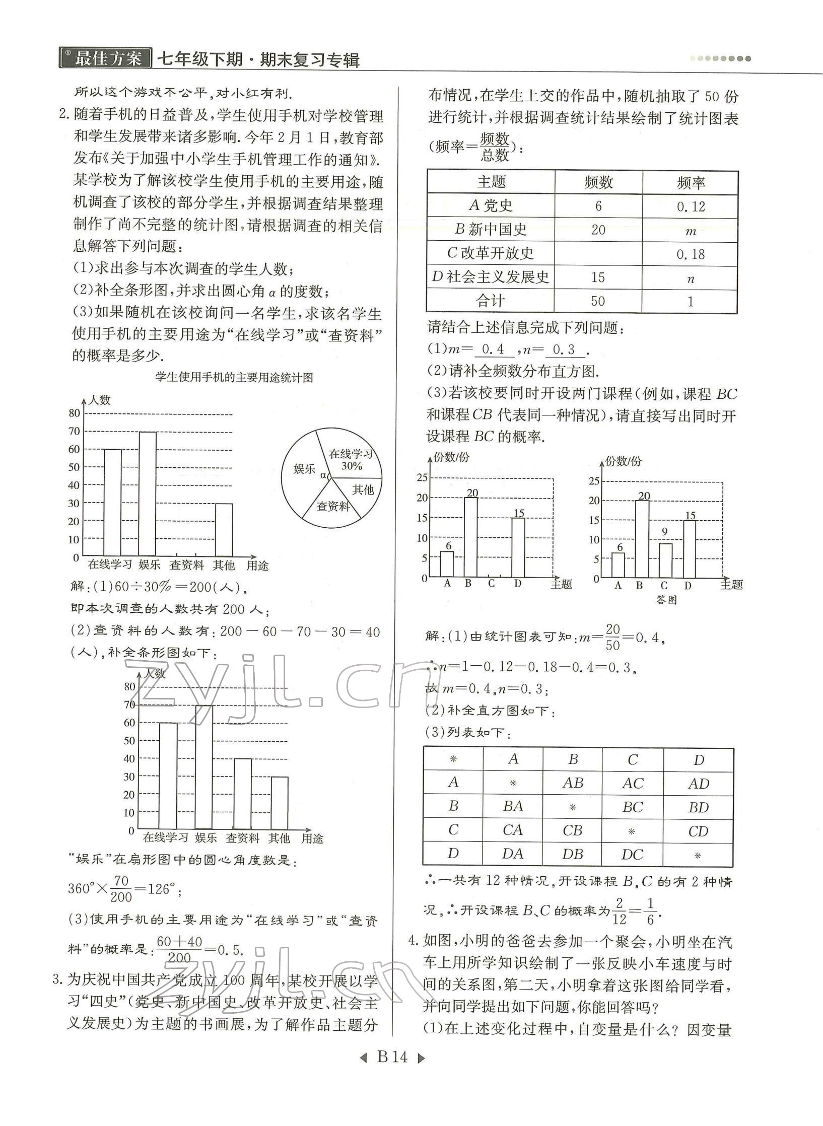 2022年每周过手最佳方案七年级数学下册北师大版 参考答案第14页