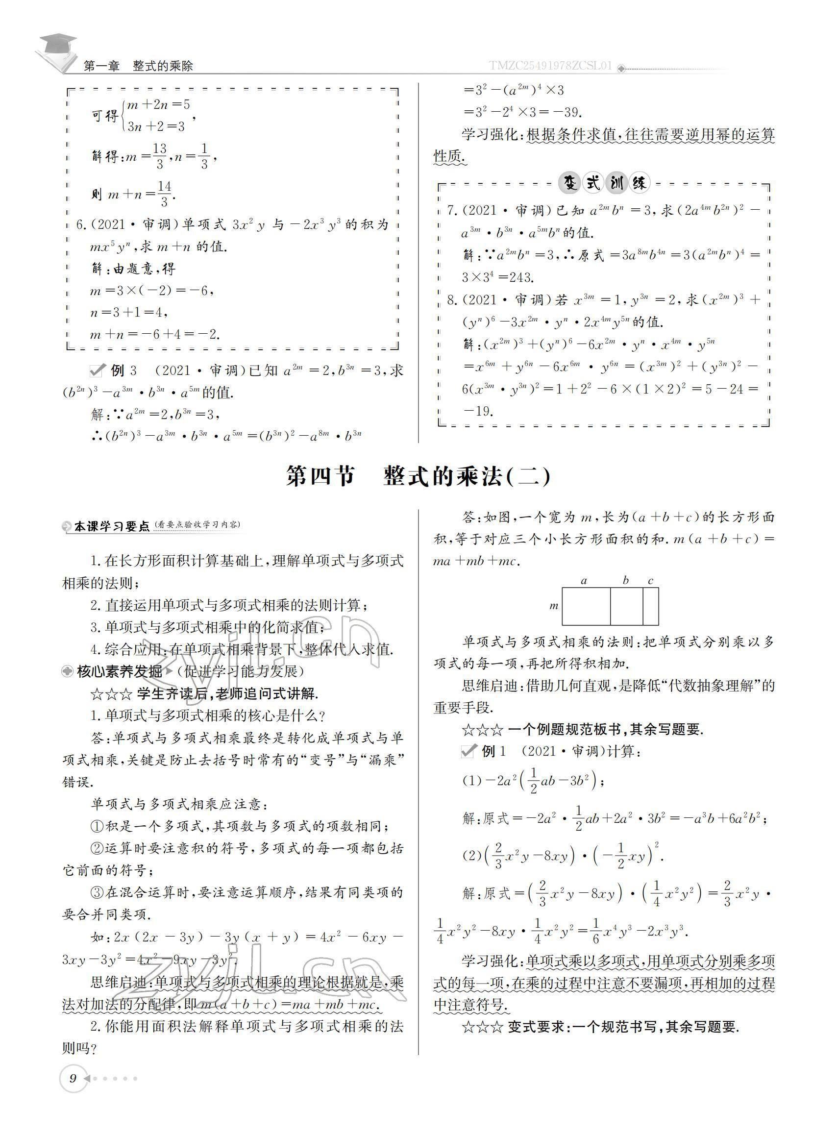 2022年初中数学每日核心导学七年级下册北师大版 参考答案第9页