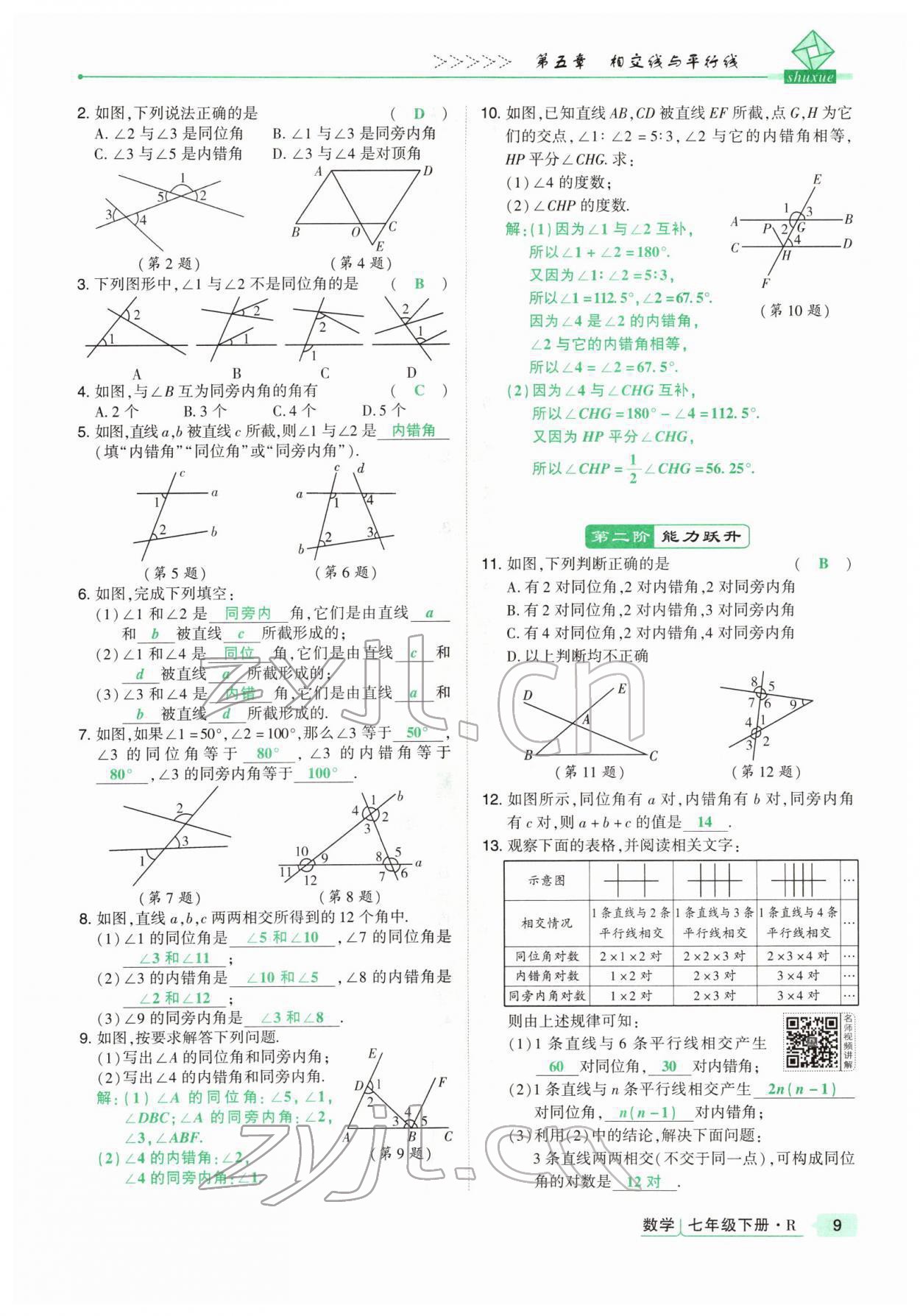 2022年高分突破課時達(dá)標(biāo)講練測七年級數(shù)學(xué)下冊人教版 參考答案第9頁