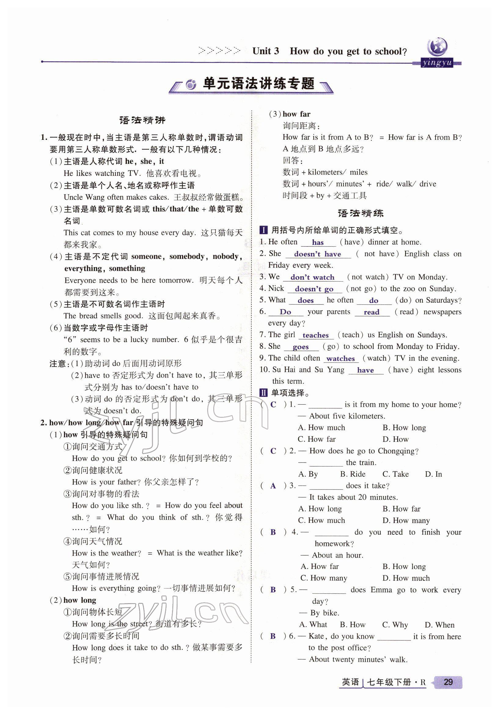 2022年高分突破課時(shí)達(dá)標(biāo)講練測(cè)七年級(jí)英語(yǔ)下冊(cè)人教版 參考答案第29頁(yè)