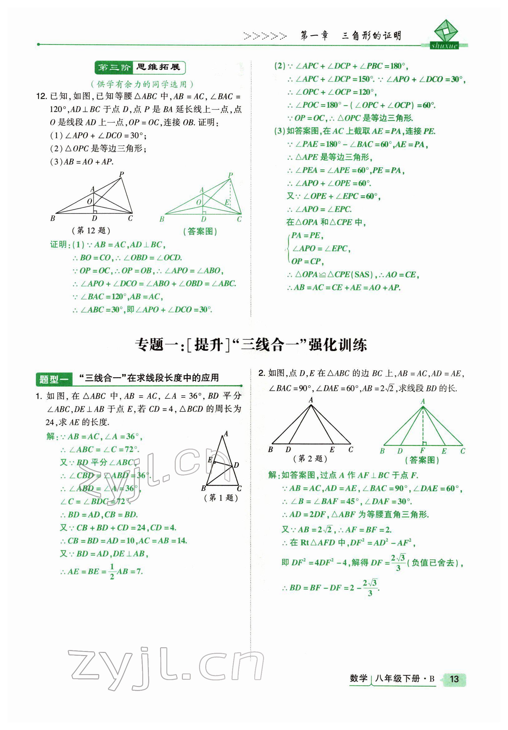 2022年高分突破課時(shí)達(dá)標(biāo)講練測(cè)八年級(jí)數(shù)學(xué)下冊(cè)北師大版 參考答案第13頁(yè)