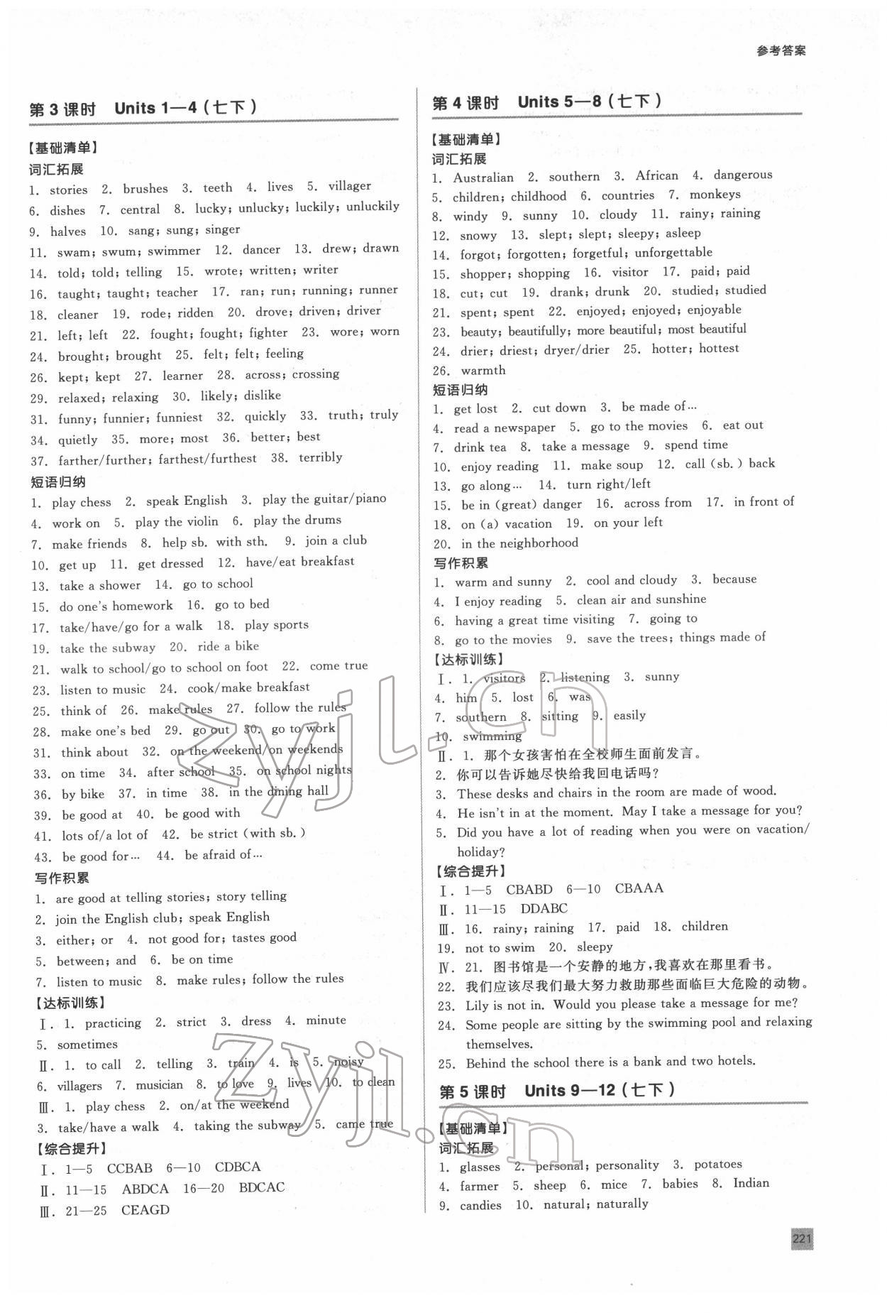 2022年初中總復(fù)習(xí)手冊(cè)北京出版社九年級(jí)英語(yǔ)全一冊(cè)人教版 參考答案第2頁(yè)