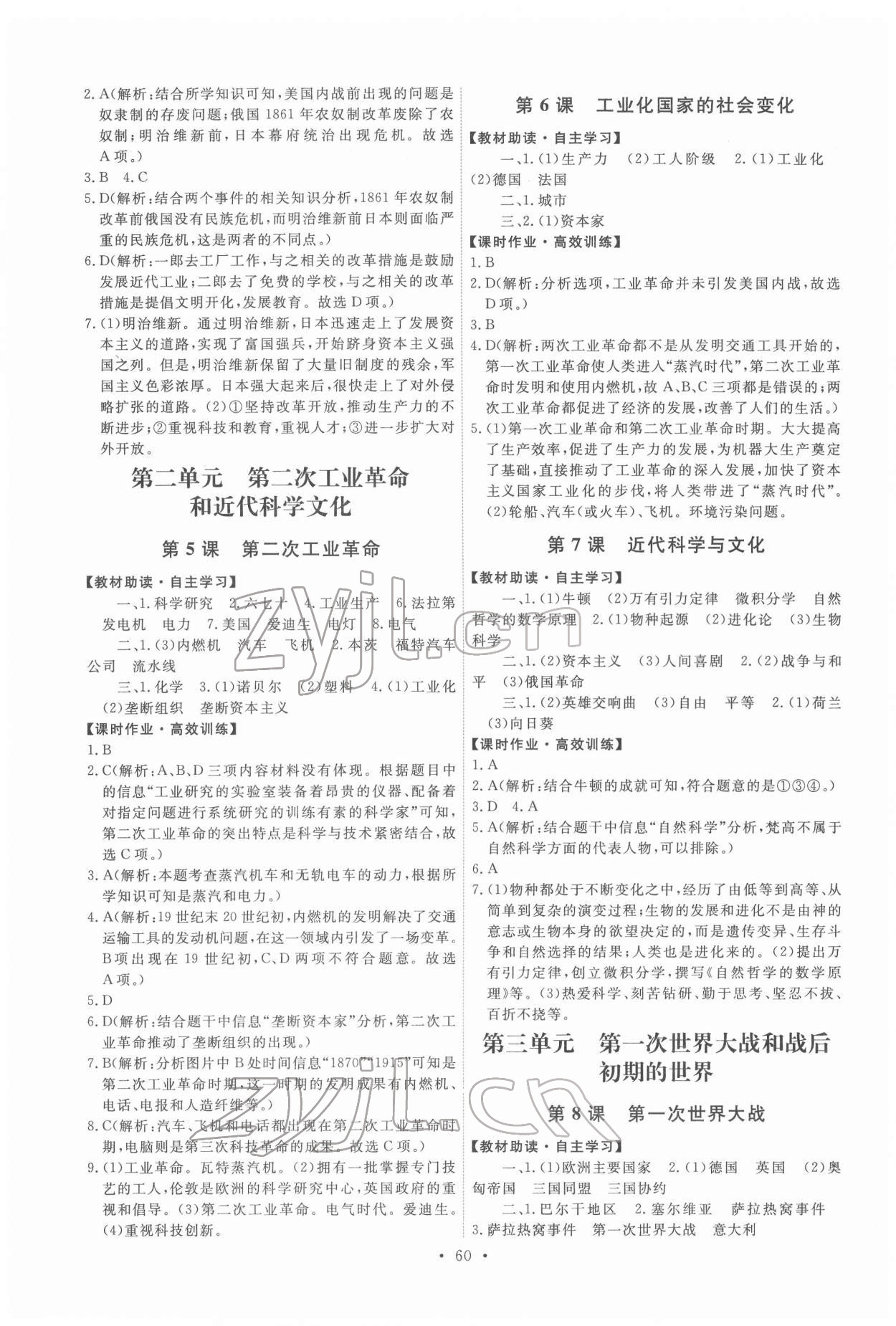 2022年能力培養(yǎng)與測試九年級世界歷史下冊人教版湖南專版 第2頁