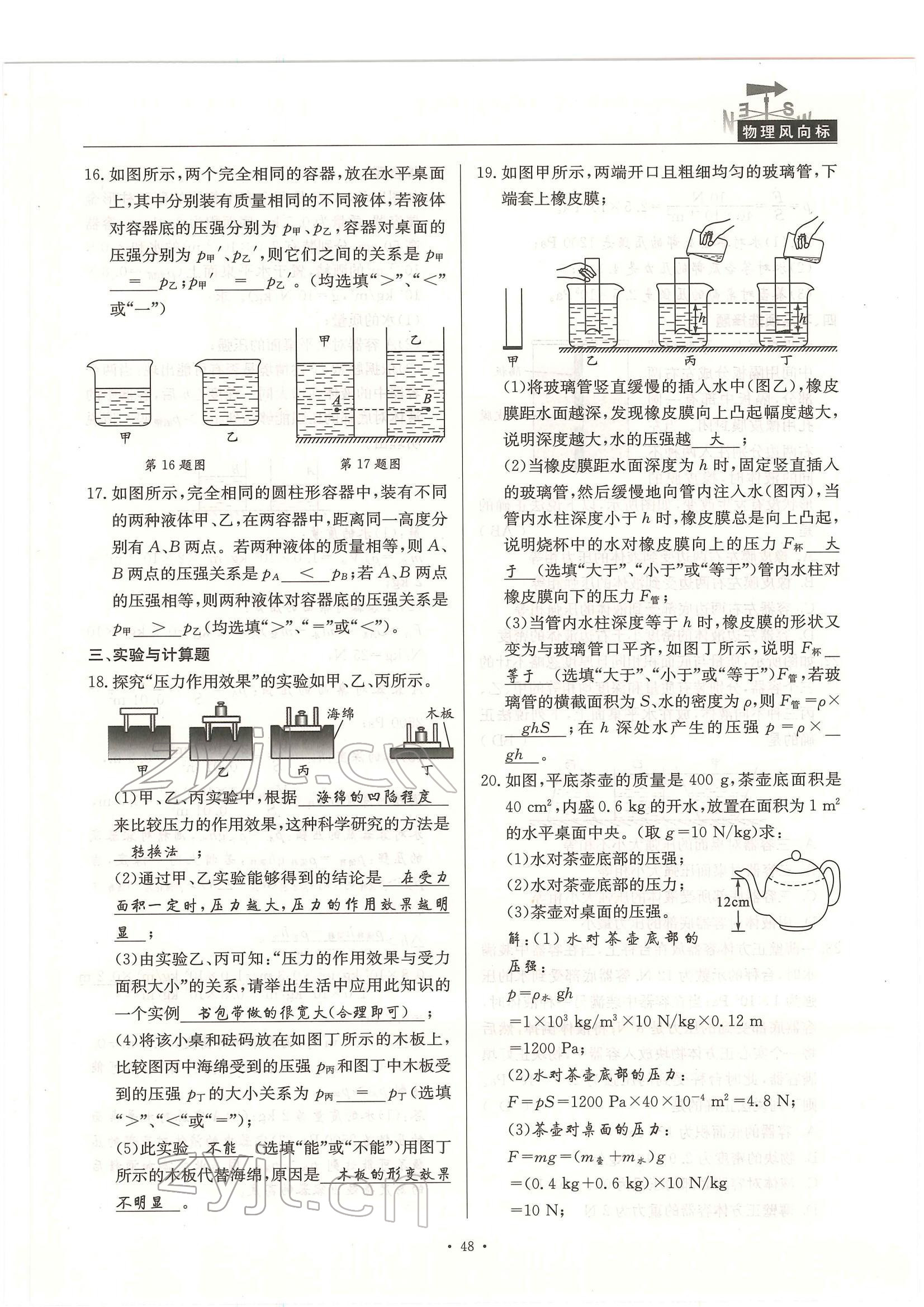 2022年物理風(fēng)向標(biāo)中考總復(fù)習(xí) 參考答案第48頁(yè)