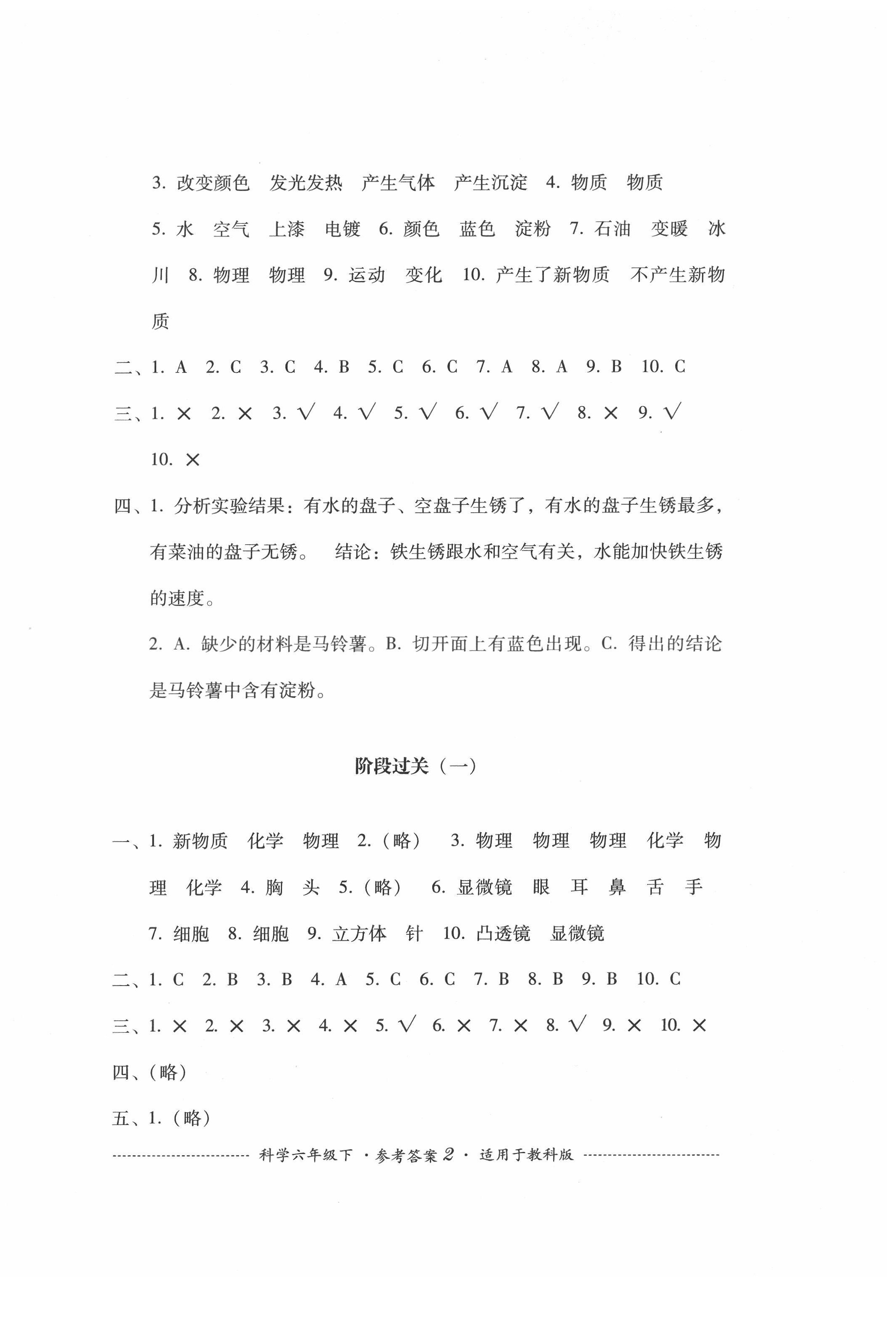 2022年過關(guān)清單四川教育出版社六年級科學(xué)下冊教科版 第2頁