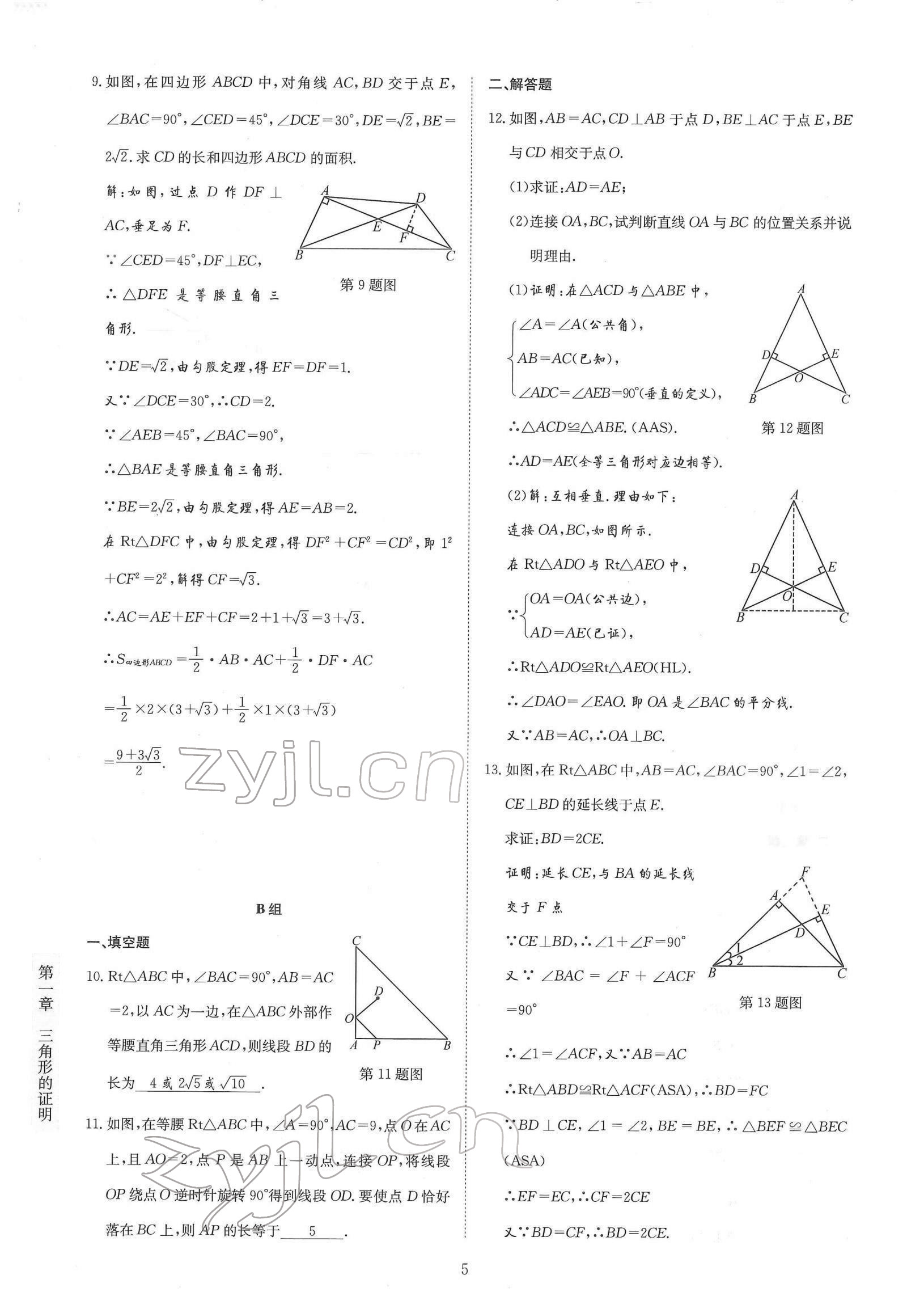 2022年金典训练八年级数学下册北师大版 参考答案第5页