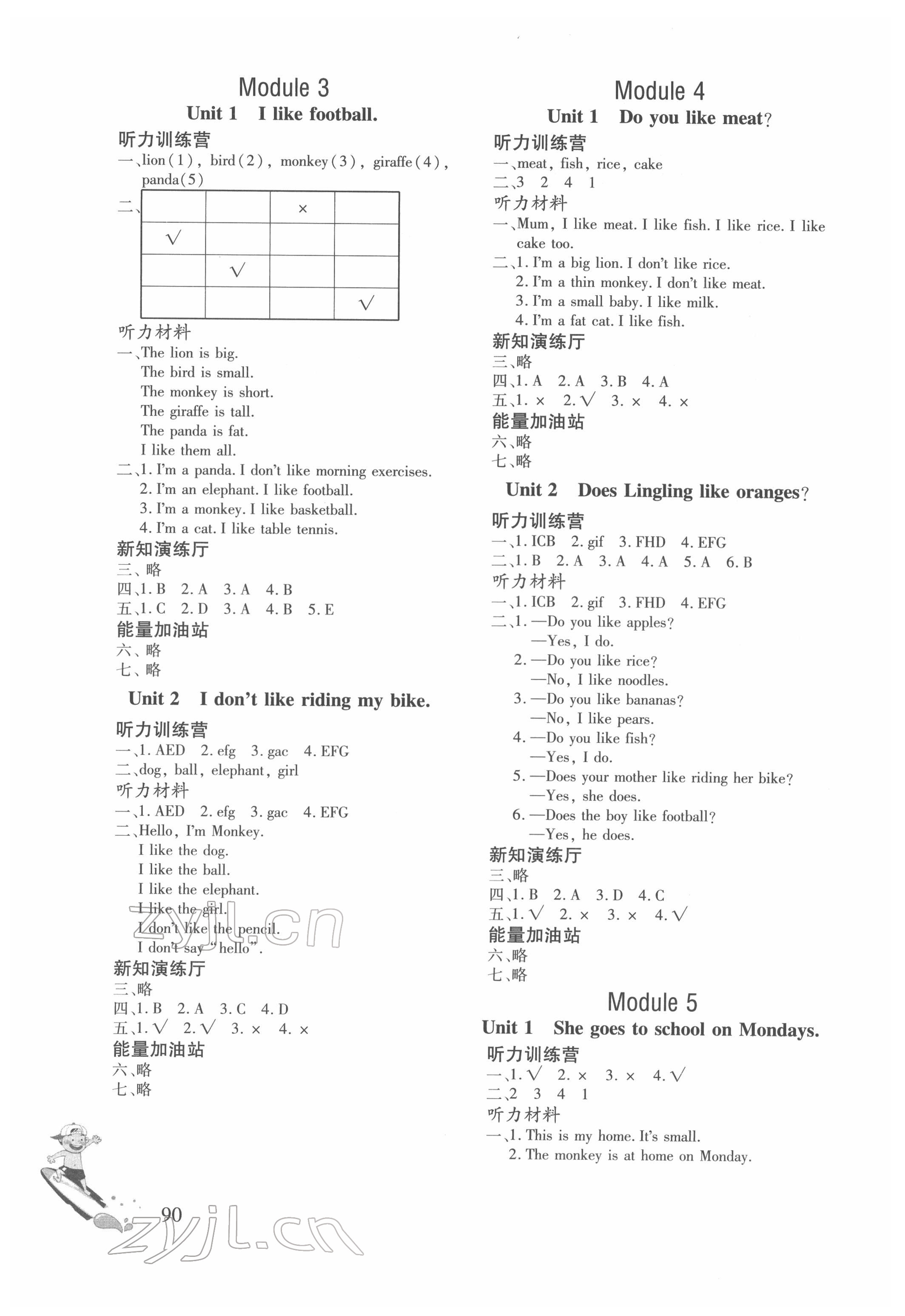 2022年同步練習(xí)冊文心出版社三年級英語下冊外研版 參考答案第2頁