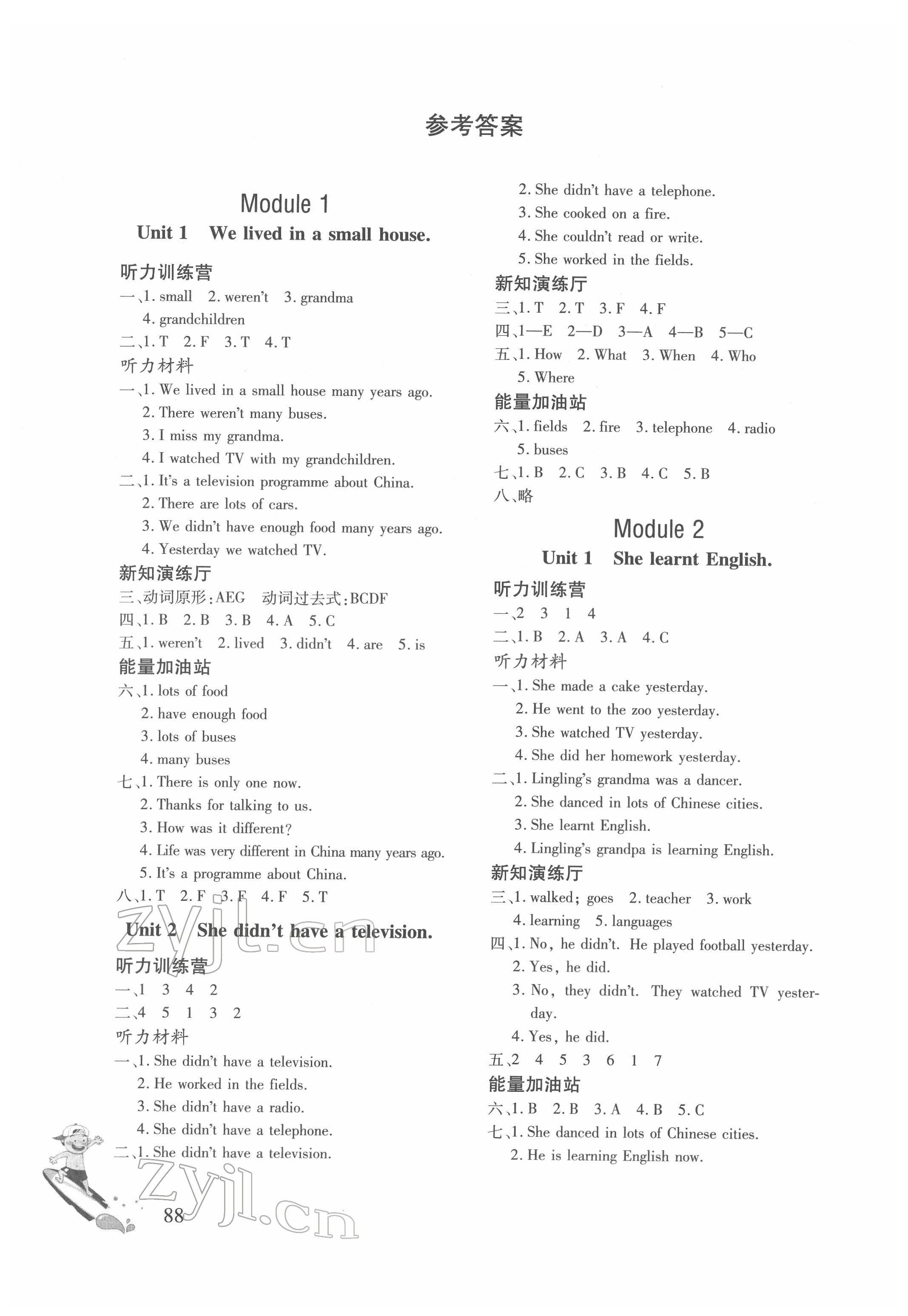 2022年同步練習(xí)冊文心出版社五年級英語下冊外研版 參考答案第1頁