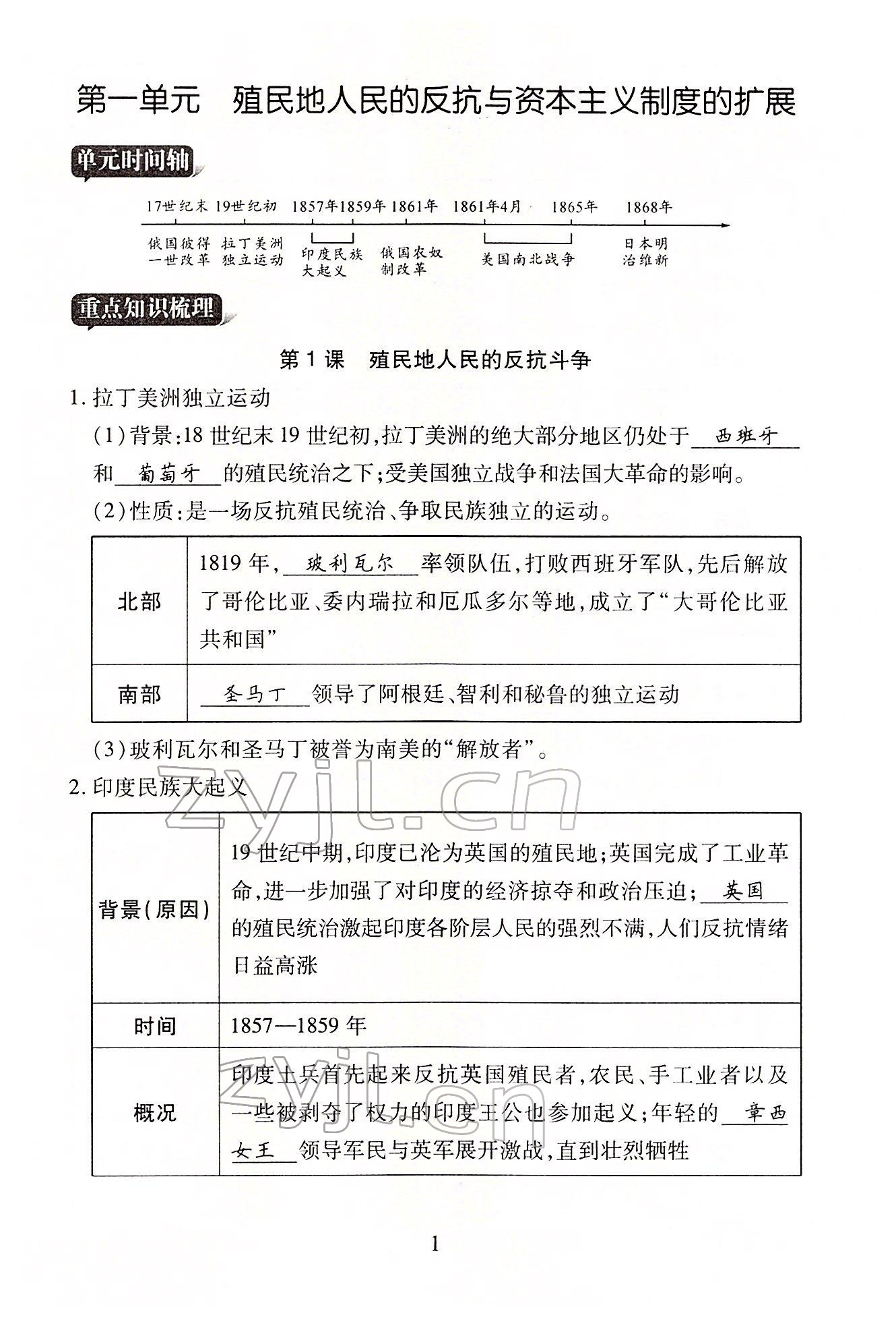 2022年暢行課堂九年級(jí)歷史下冊(cè)人教版山西專版 參考答案第1頁(yè)