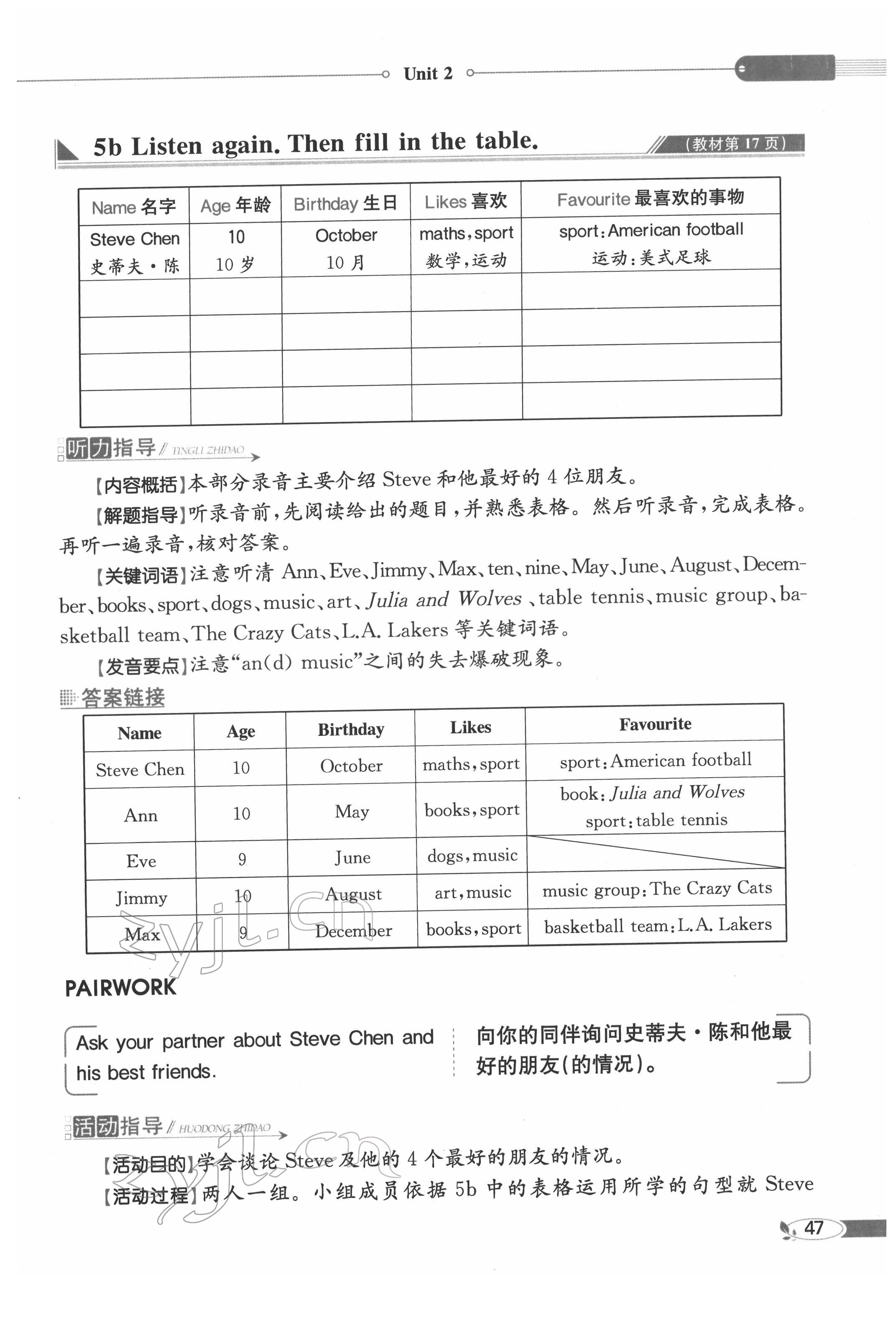 2022年教材课本四年级英语下册外研剑桥版 参考答案第47页