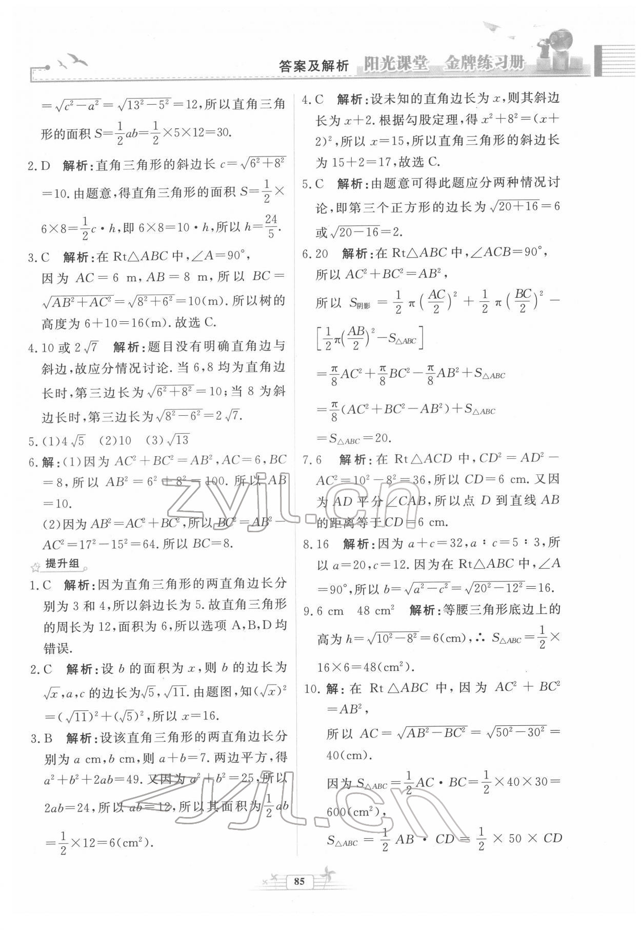 2022年陽光課堂金牌練習(xí)冊八年級數(shù)學(xué)下冊人教版福建專版 第7頁