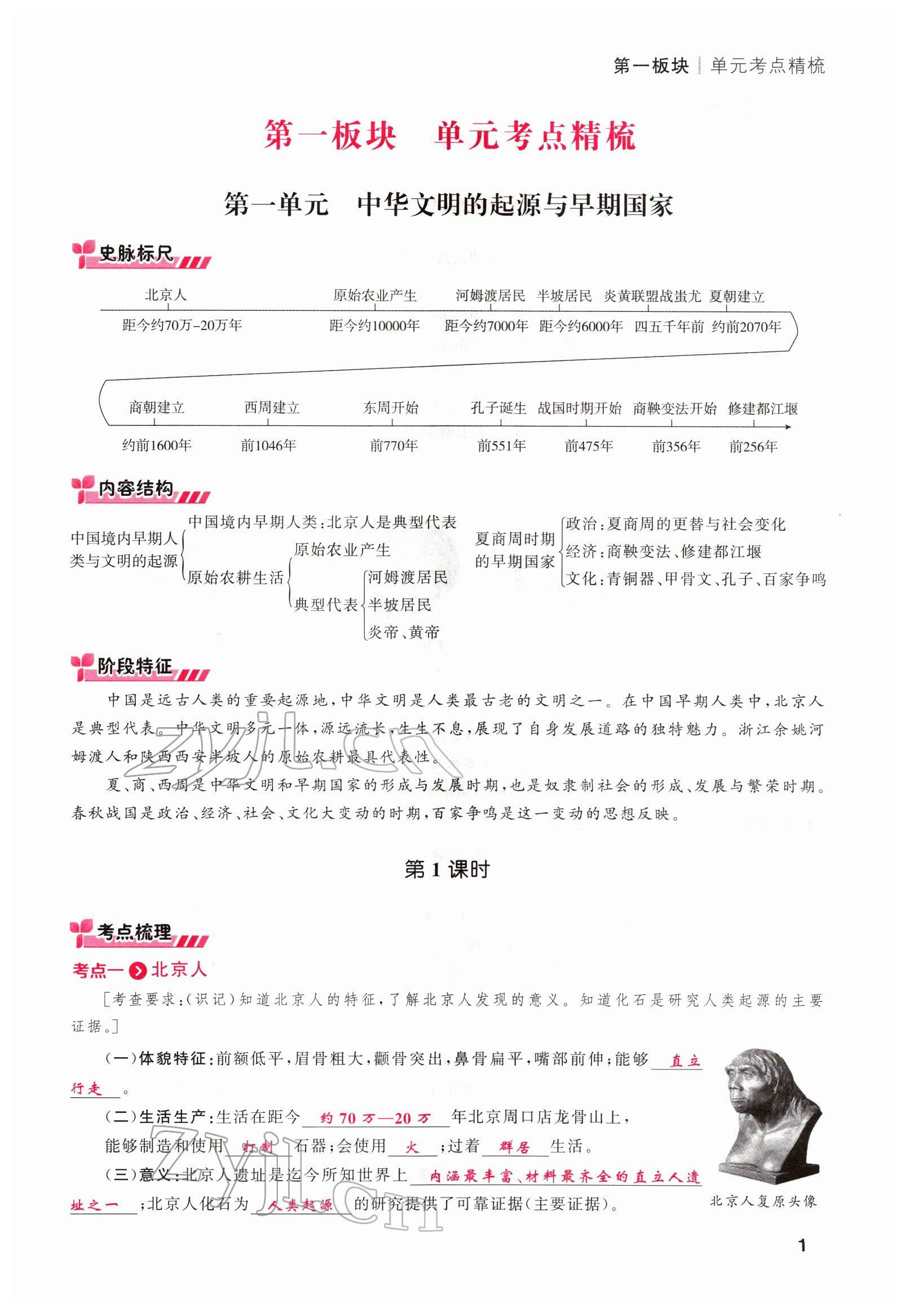 2022年新启航中考速记攻略历史福建专版 参考答案第1页