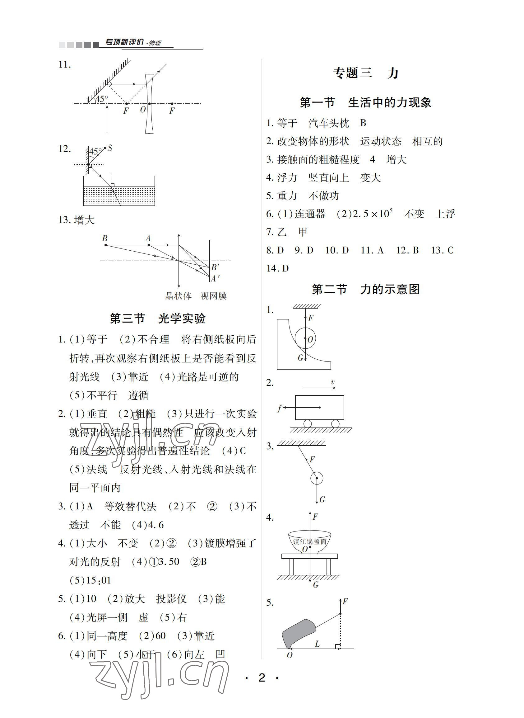 2022年專項新評價中考二輪物理江西專版 參考答案第2頁