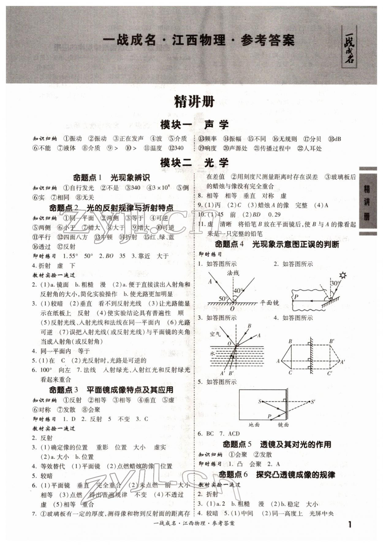 2022年一戰(zhàn)成名考前新方案物理江西專版 第1頁