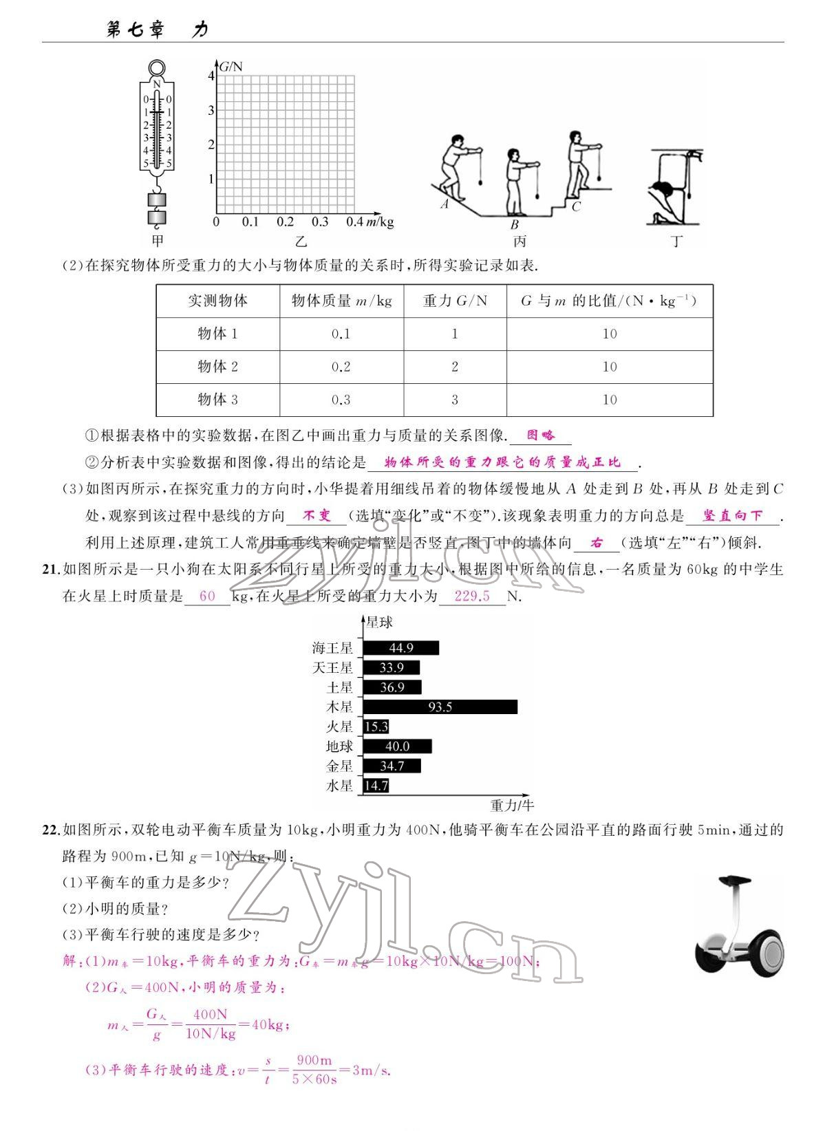 2022年高手點題八年級物理下冊人教版 參考答案第11頁