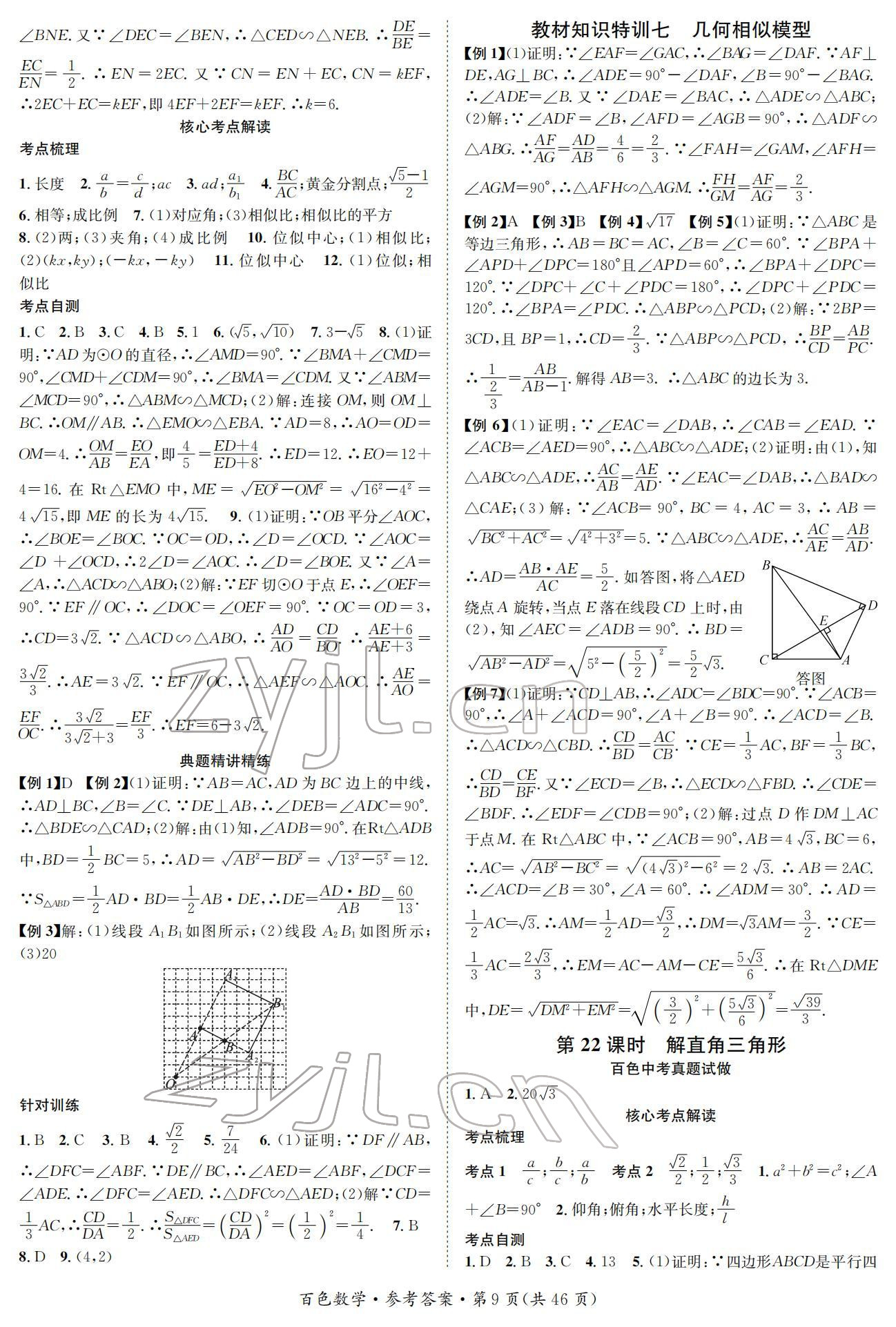 2022年鴻鵠志中考王數(shù)學(xué)百色專版 參考答案第9頁